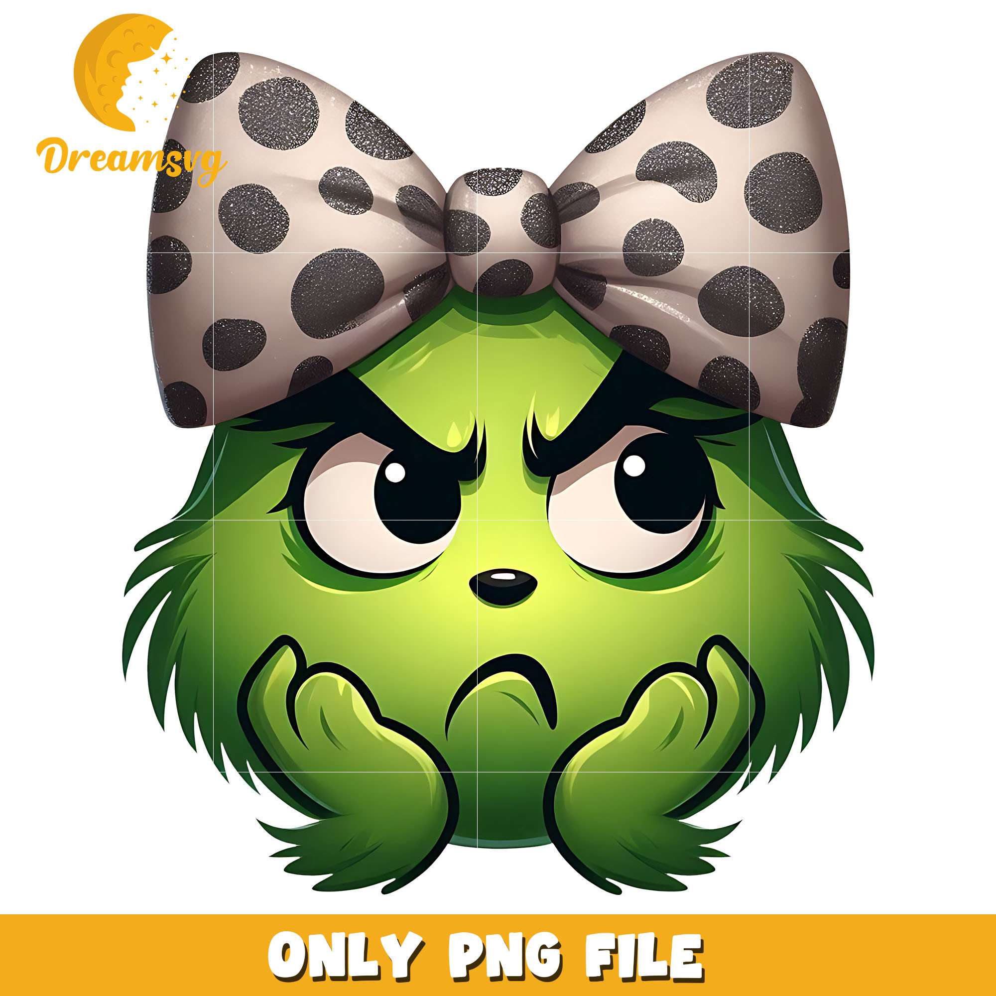 Miss grinch and white christmas bow png, grinch png, christmas png