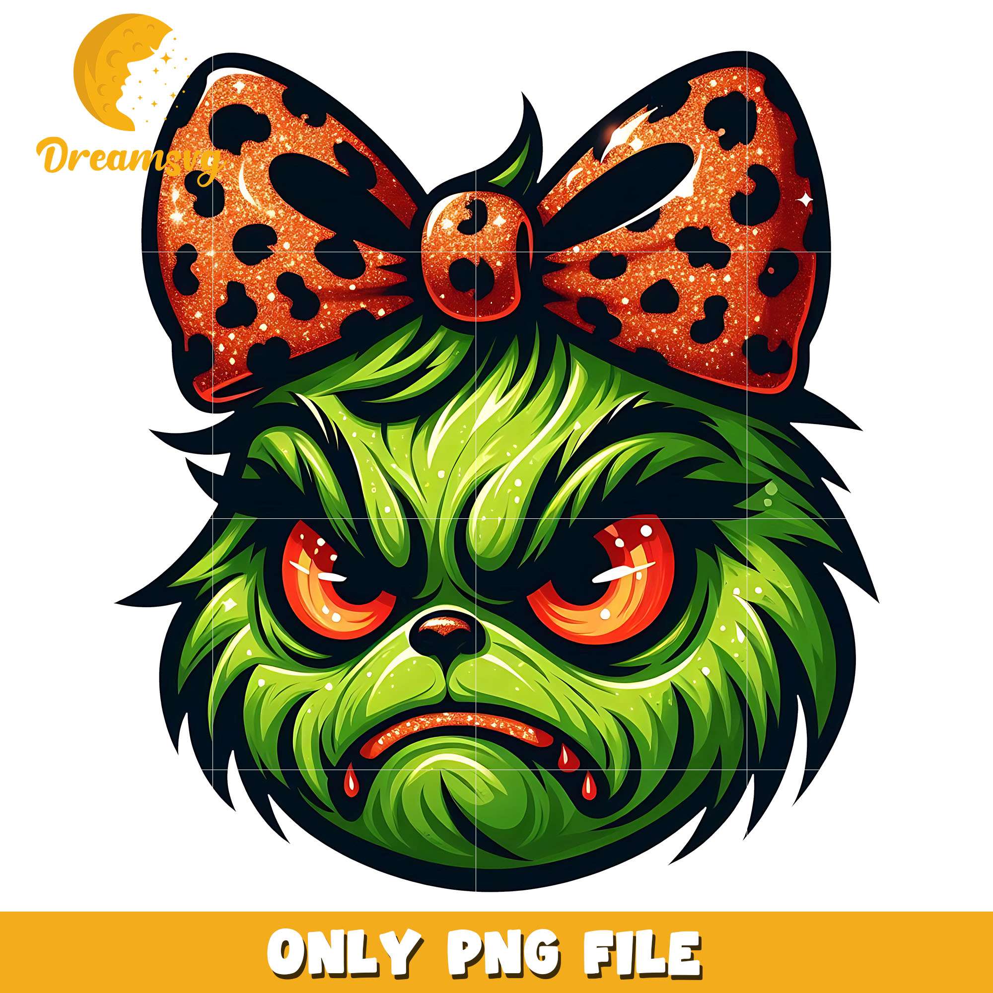 Miss grinch anger and orange christmas bow png, grinch png, christmas png