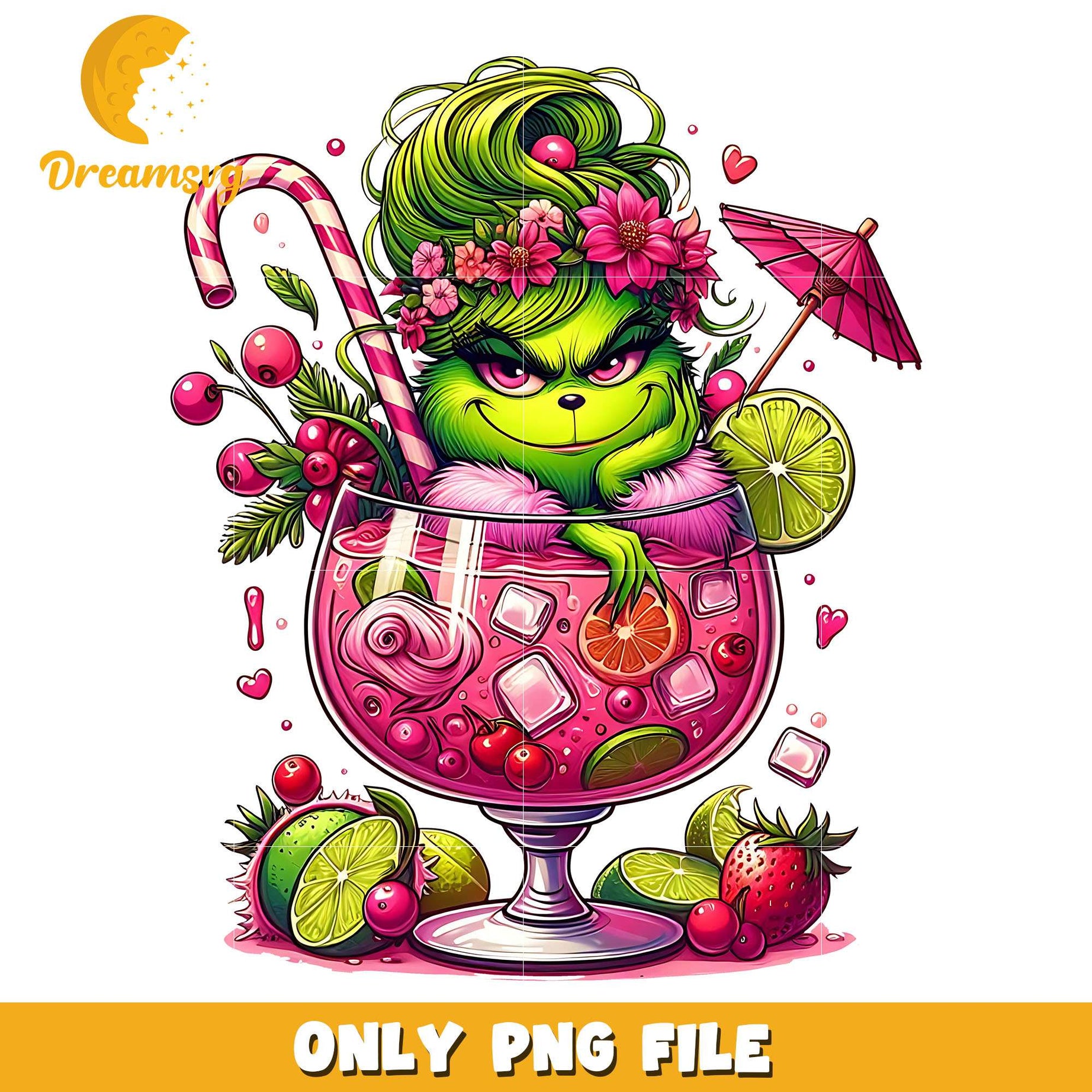Miss grinch cocktail christmas png, grinch png, christmas png