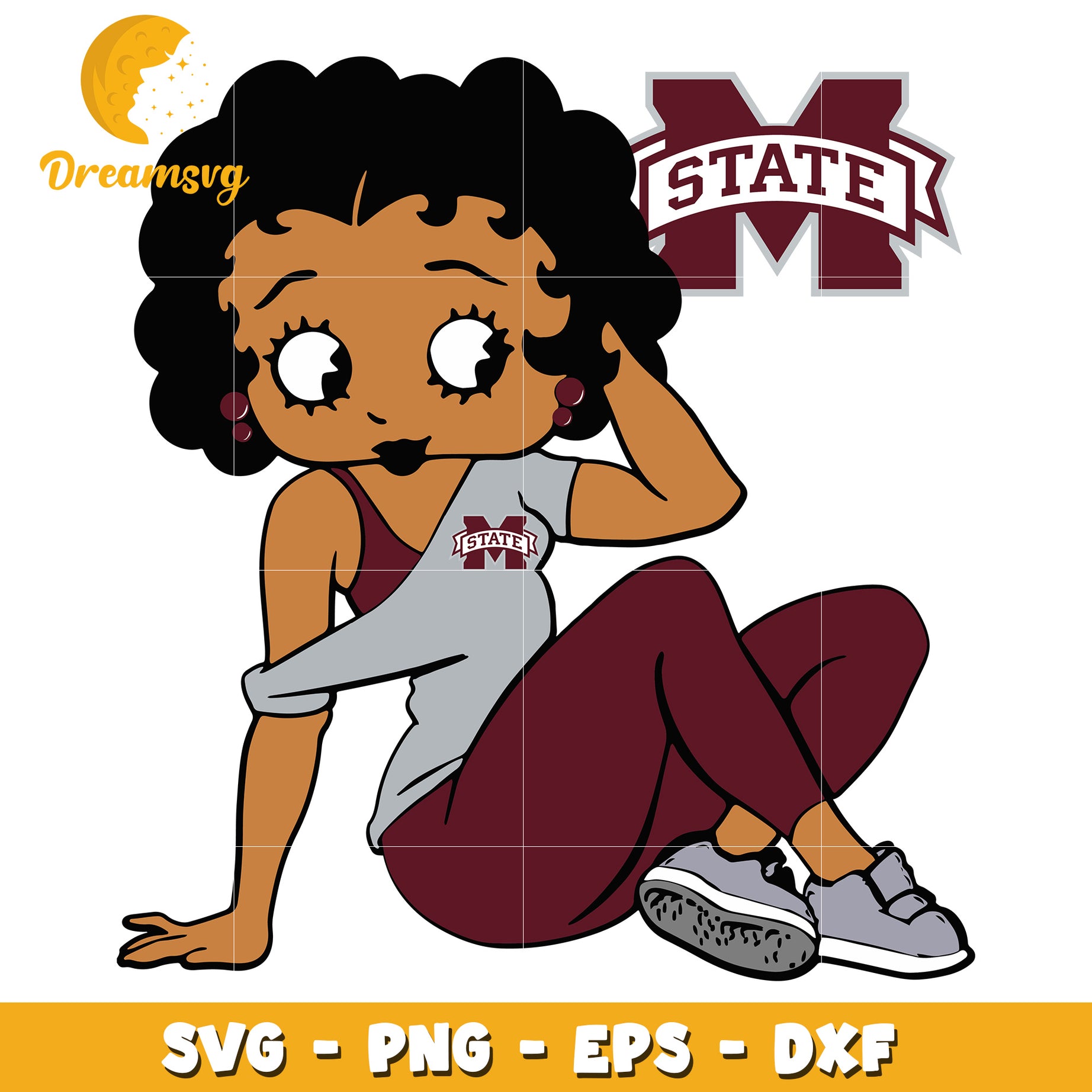 Mississippi State Betty Boop SVG PNG EPS DXF