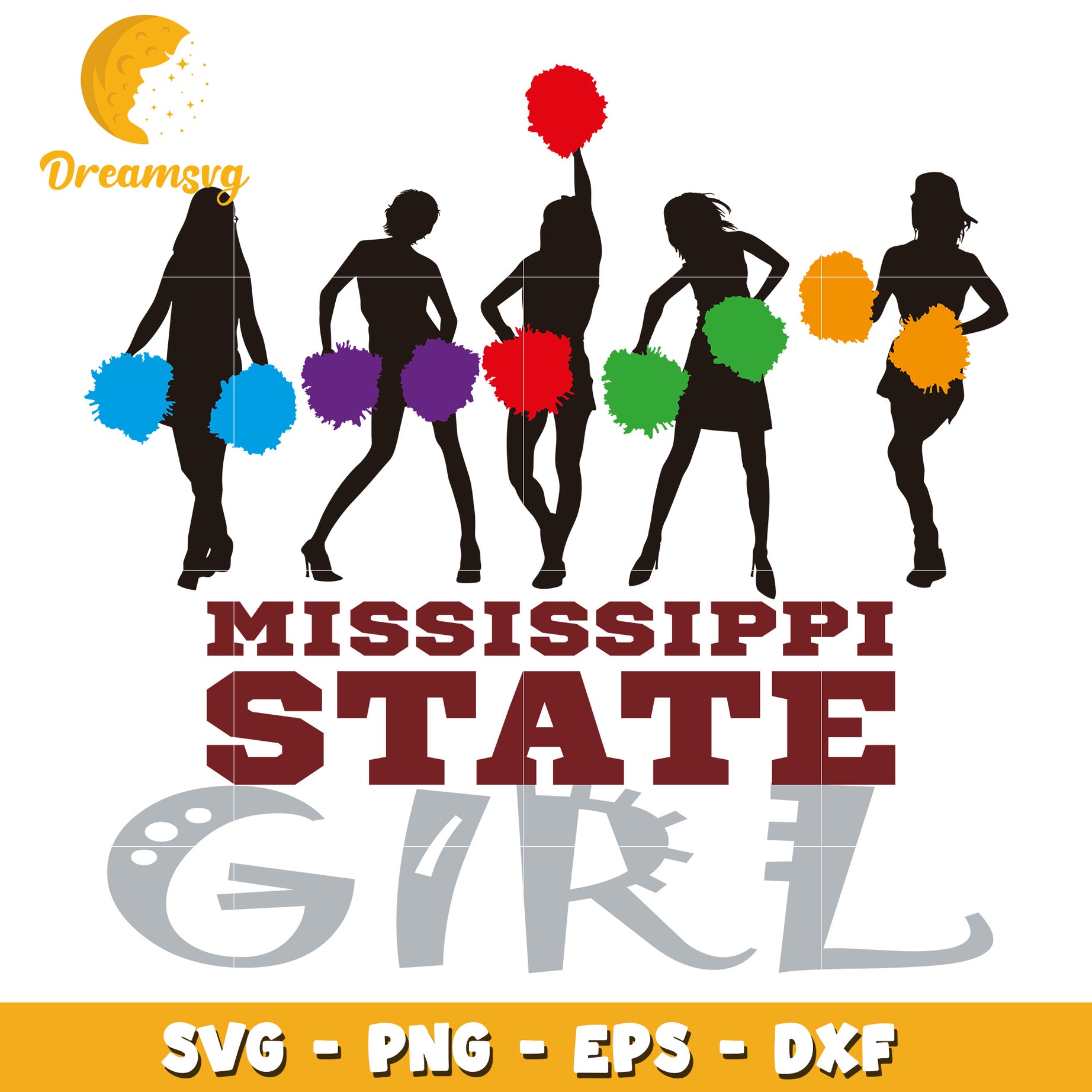 Mississippi State Cheerleader SVG PNG EPS DXF