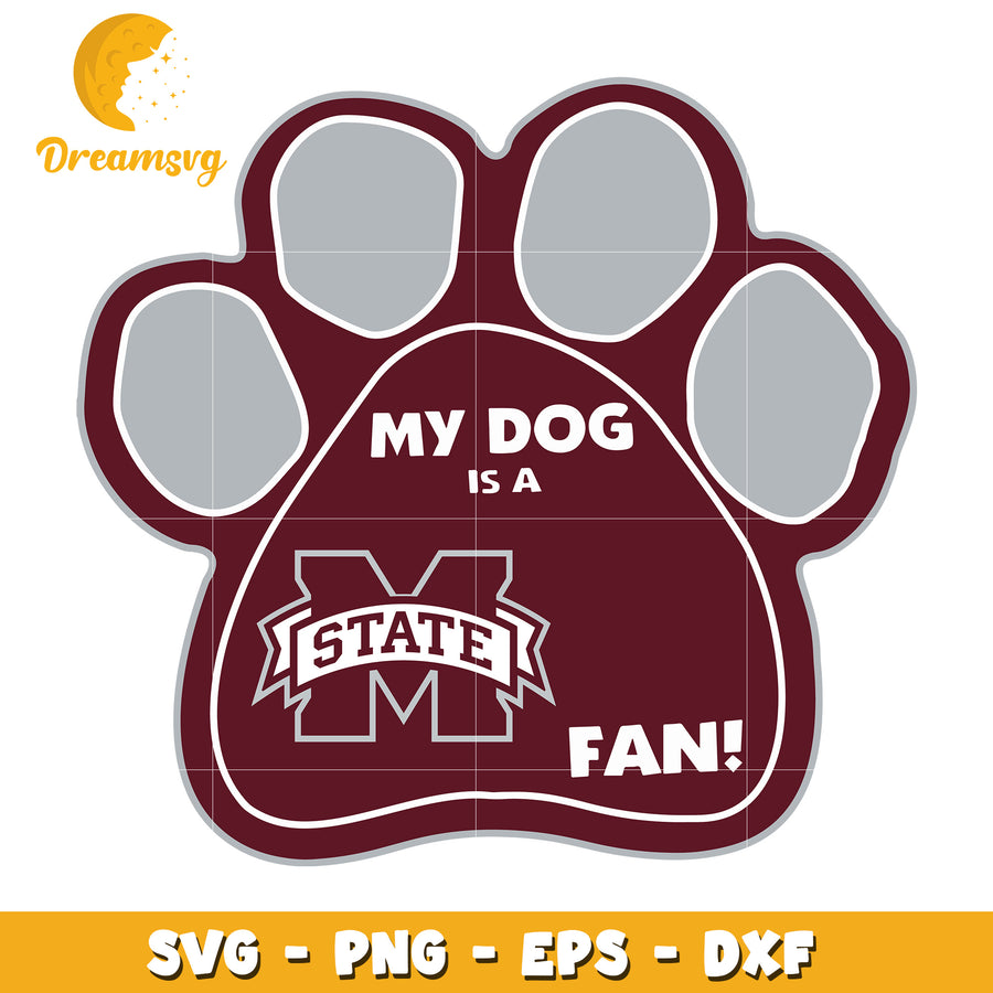 Mississippi State Dog Paw Print SVG