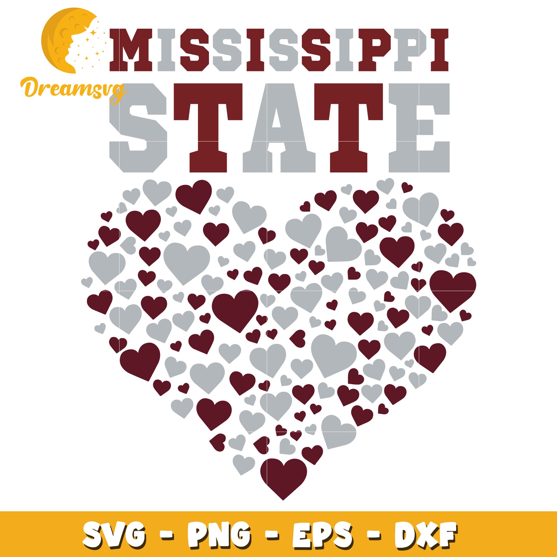 Mississippi State Heart Design SVG for Crafts and Projects