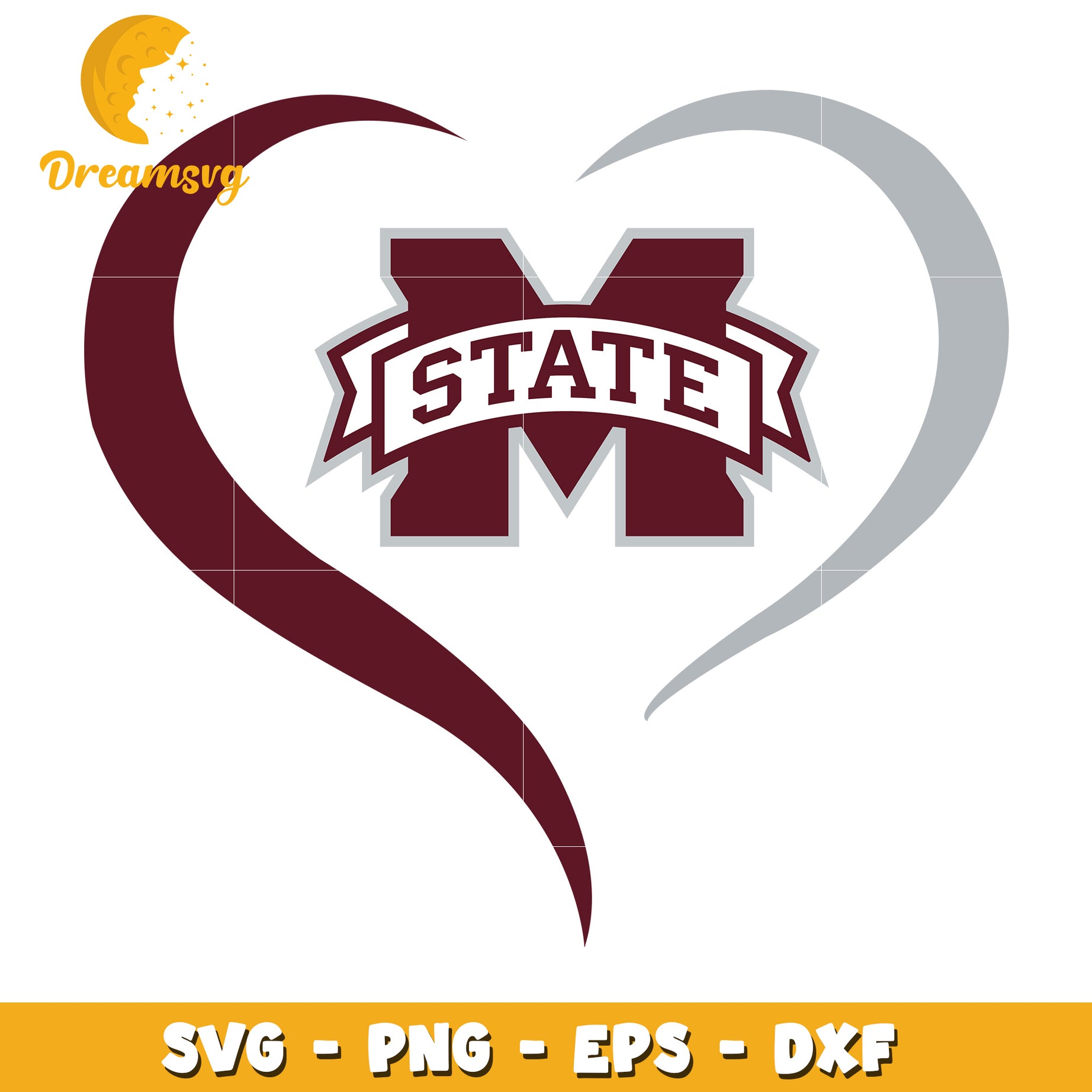 Mississippi State Heart SVG Cut File