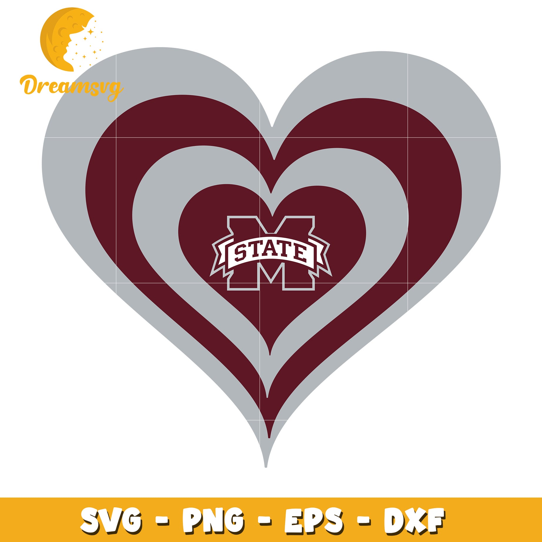 Mississippi State Heart SVG PNG EPS DXF