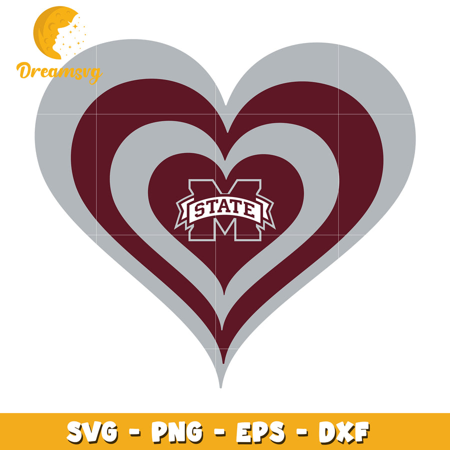 Mississippi State Heart SVG PNG EPS DXF