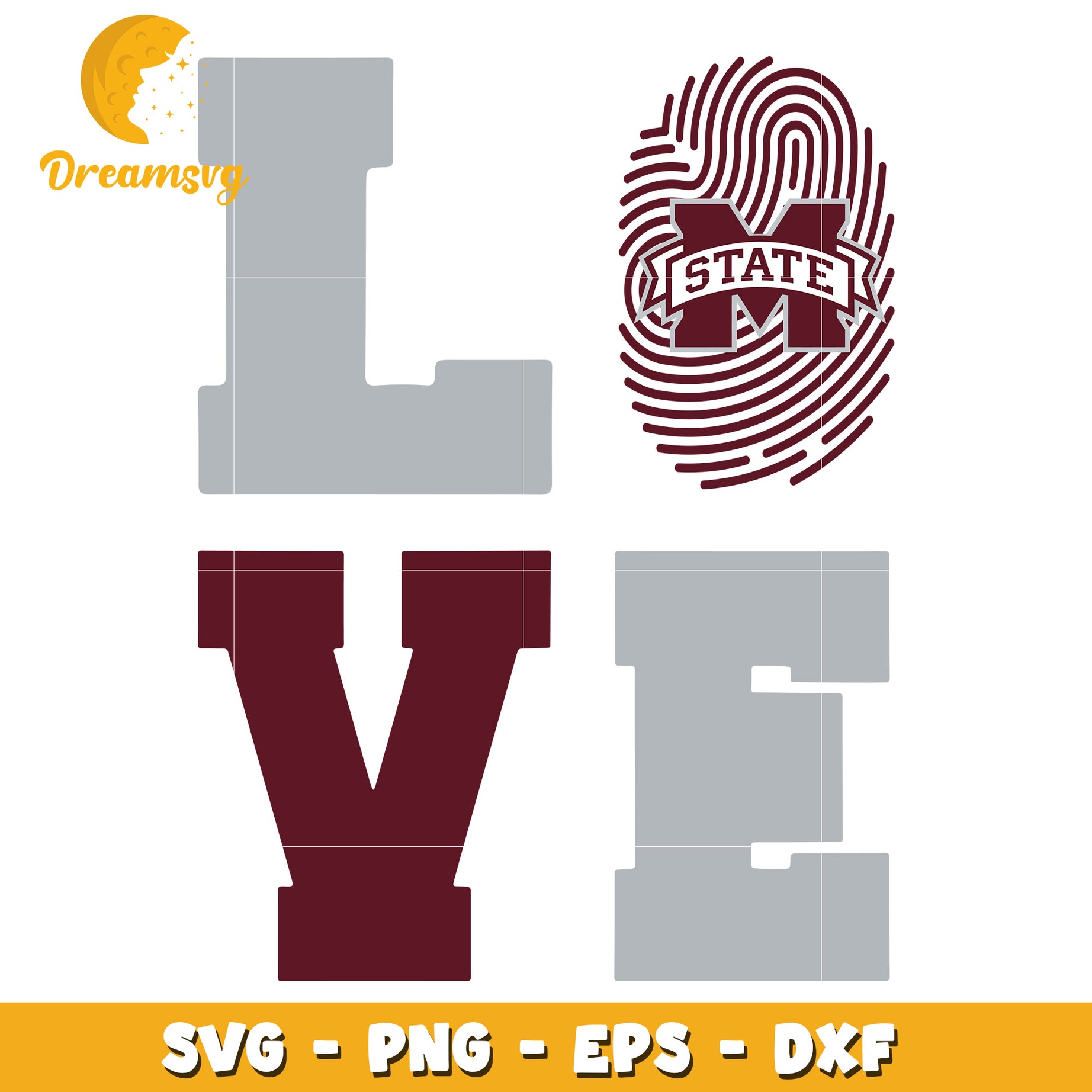 Mississippi State Love SVG PNG EPS DXF