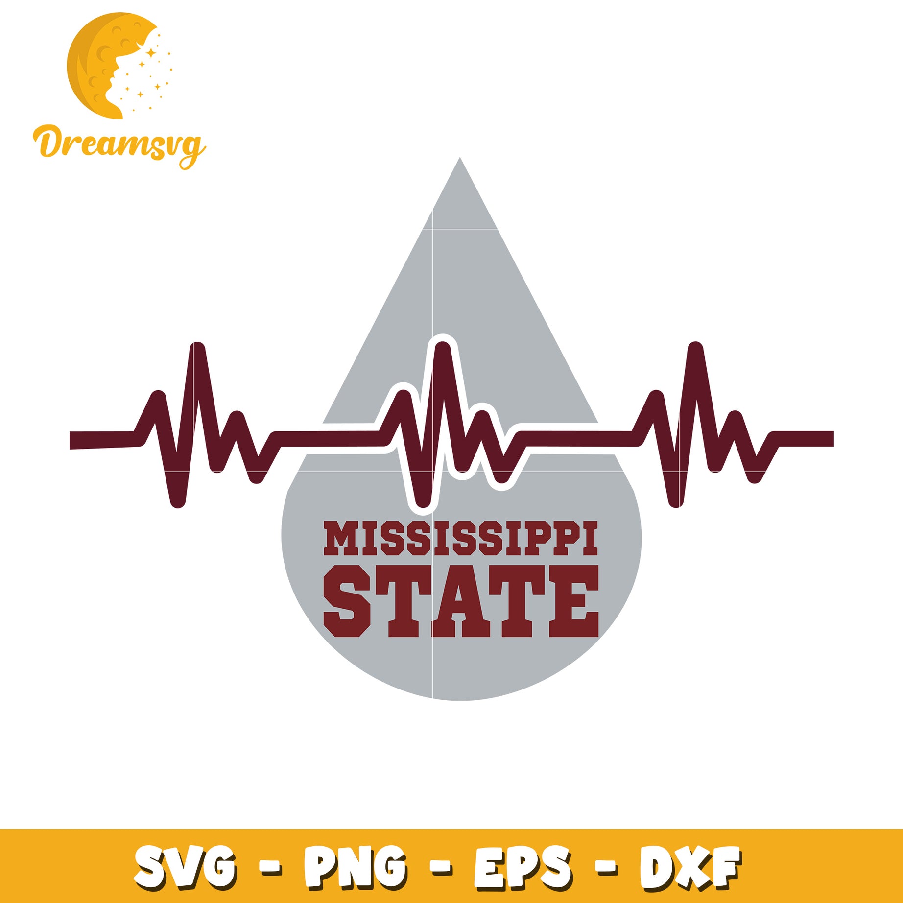 Mississippi State SVG Heartbeat Design for Craft Projects