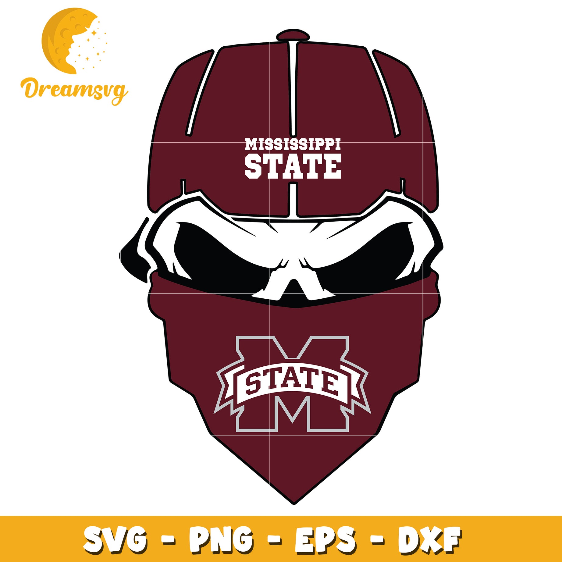 Mississippi State Skull SVG PNG EPS DXF