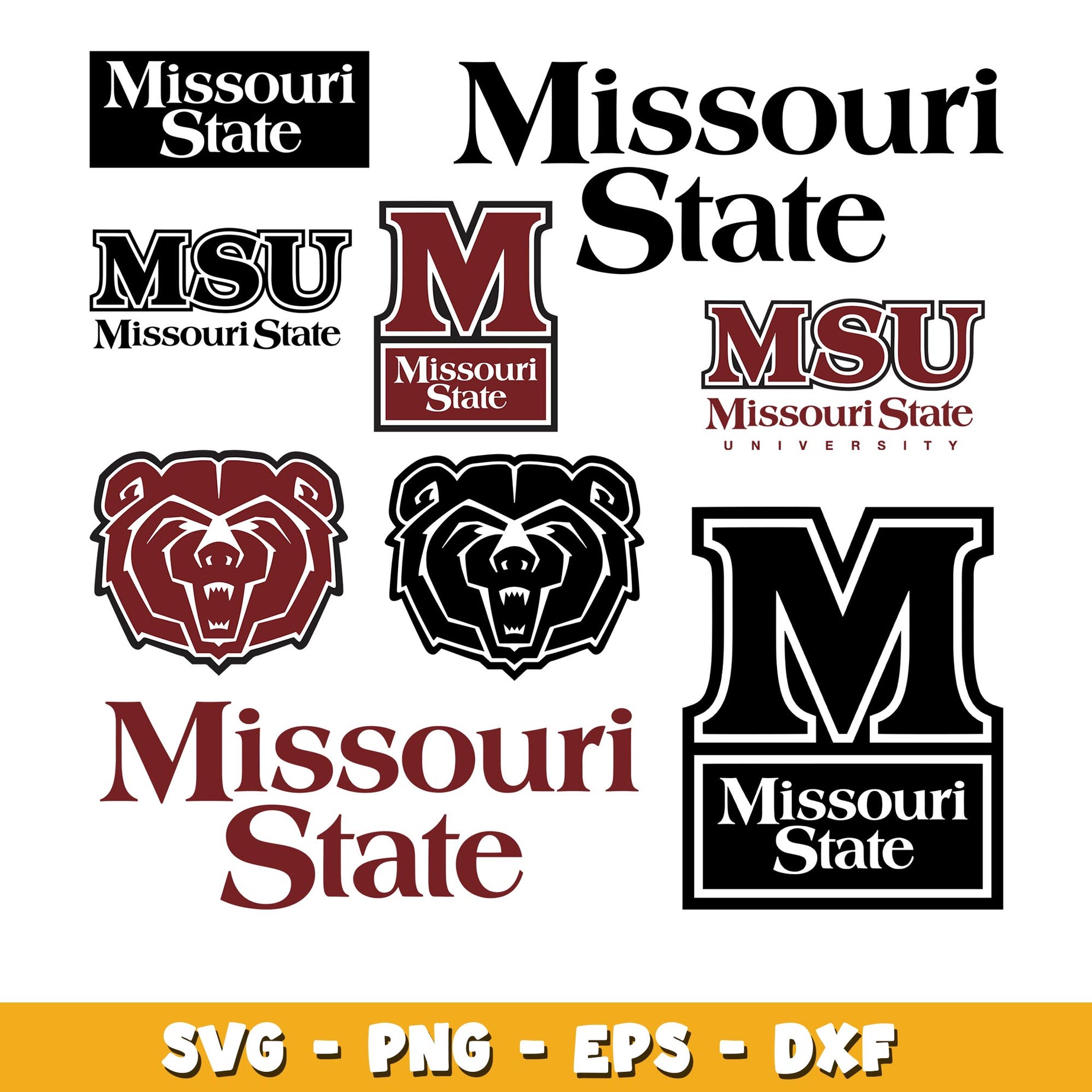 Bundle Logo Missouri State Bear Bundle svg, Missouri State Bear logo svg, ncaa svg  