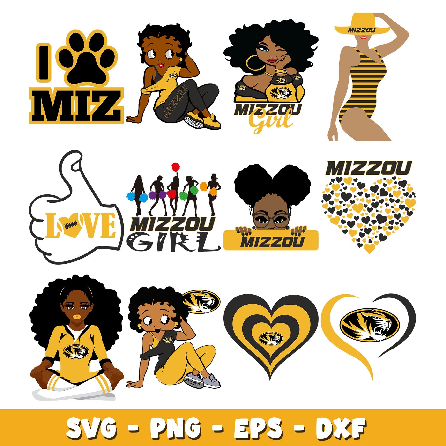 Missouri Tigers girl Bundle svg,  Missouri Tigers logo svg, ncaa svg 