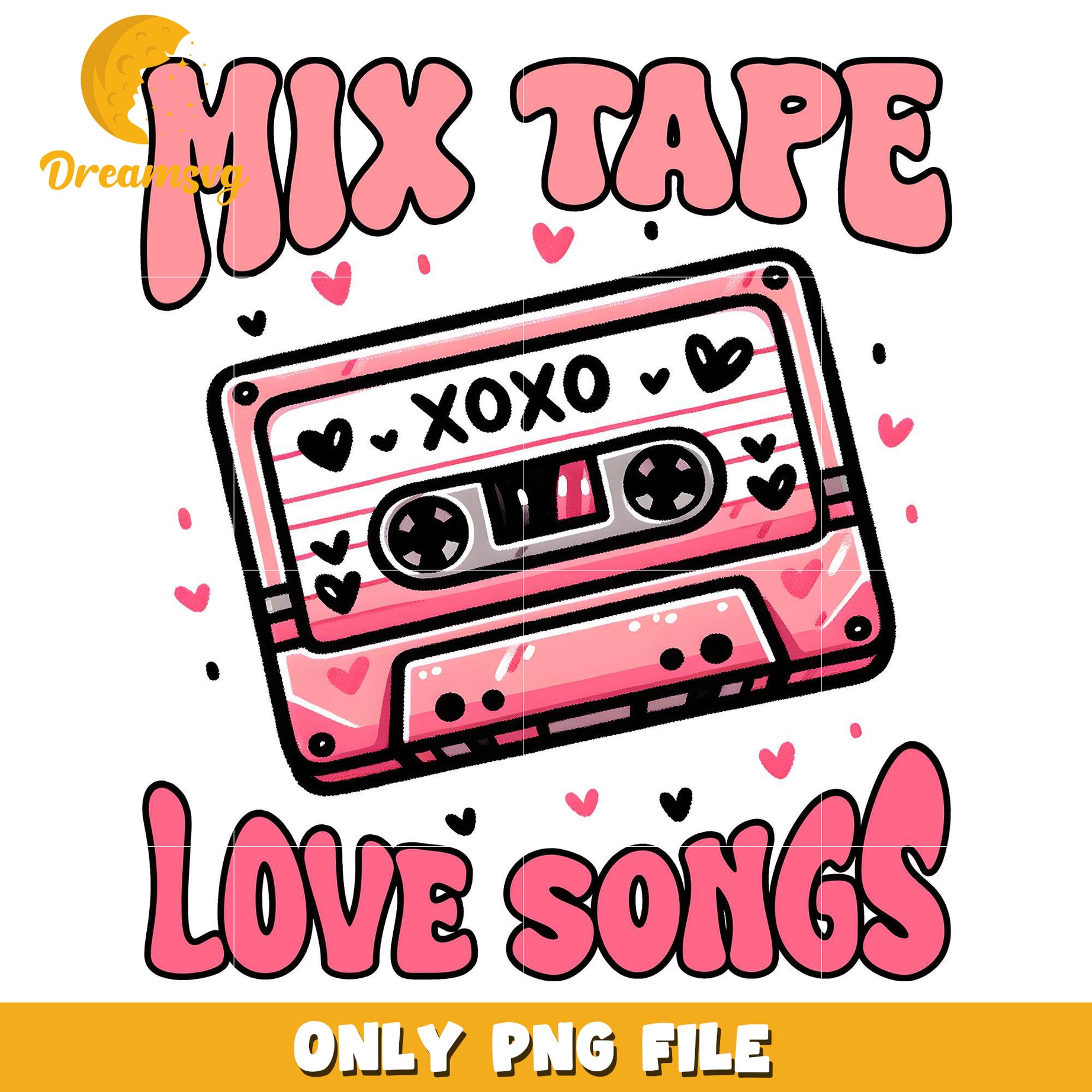 Mix tape love songs png, valentine music png, Cassette png