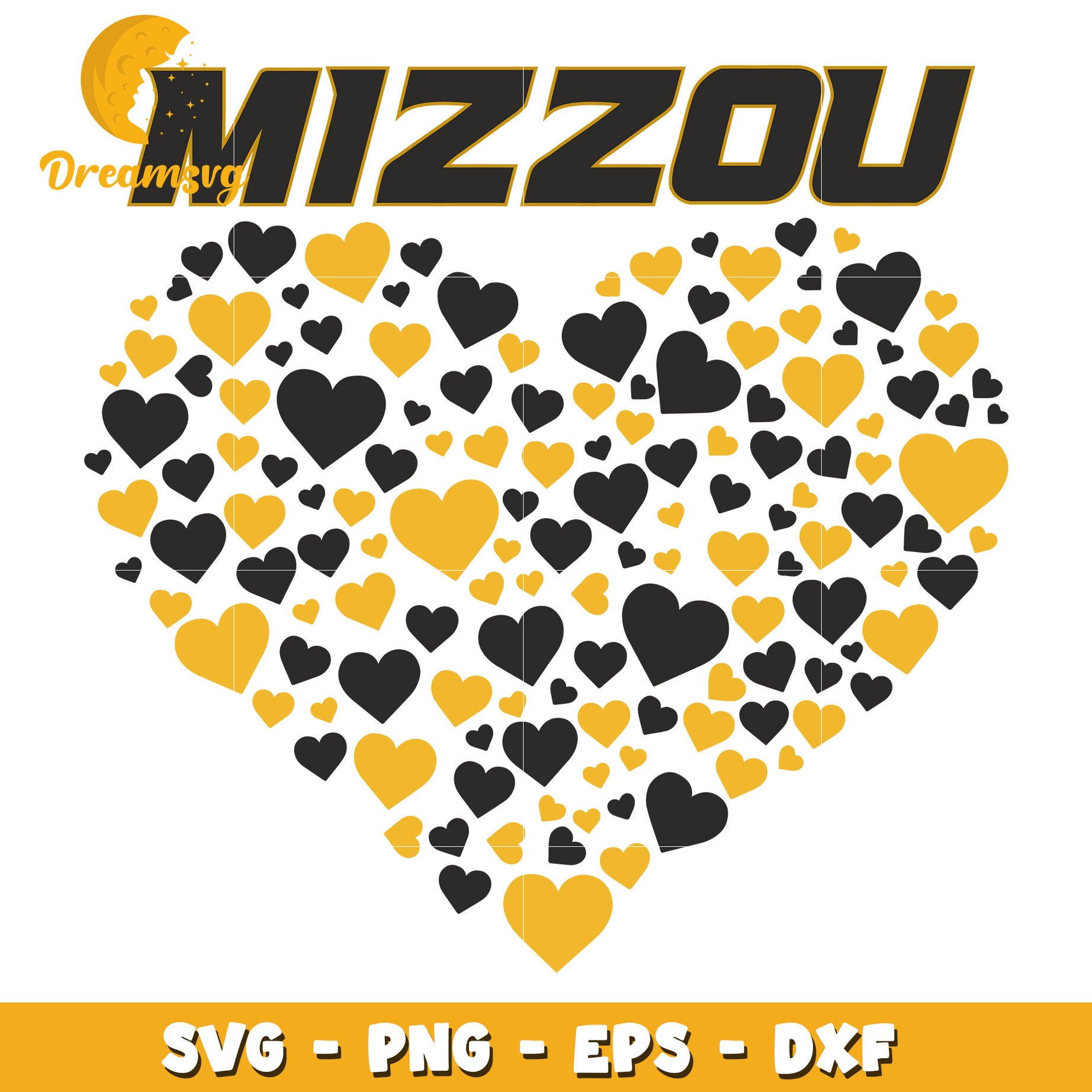 Mizzou Heart SVG PNG EPS DXF Cut File