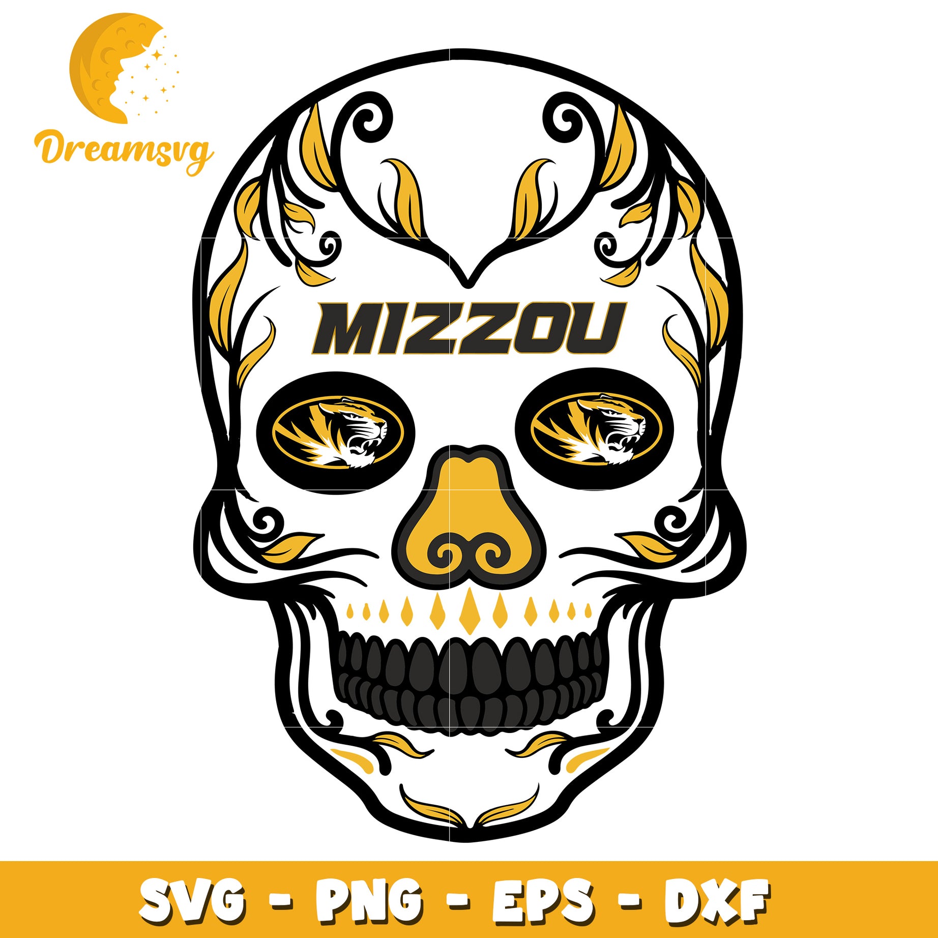 Mizzou Sugar Skull SVG PNG EPS DXF