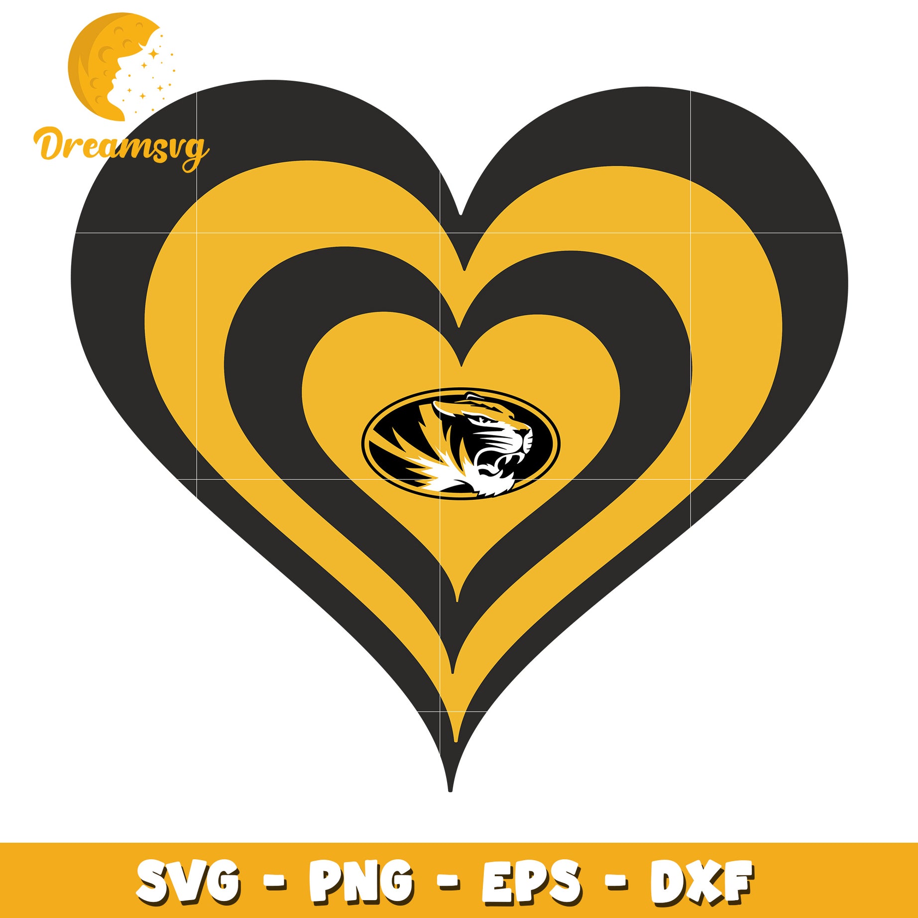 Mizzou Tiger Heart SVG PNG EPS DXF