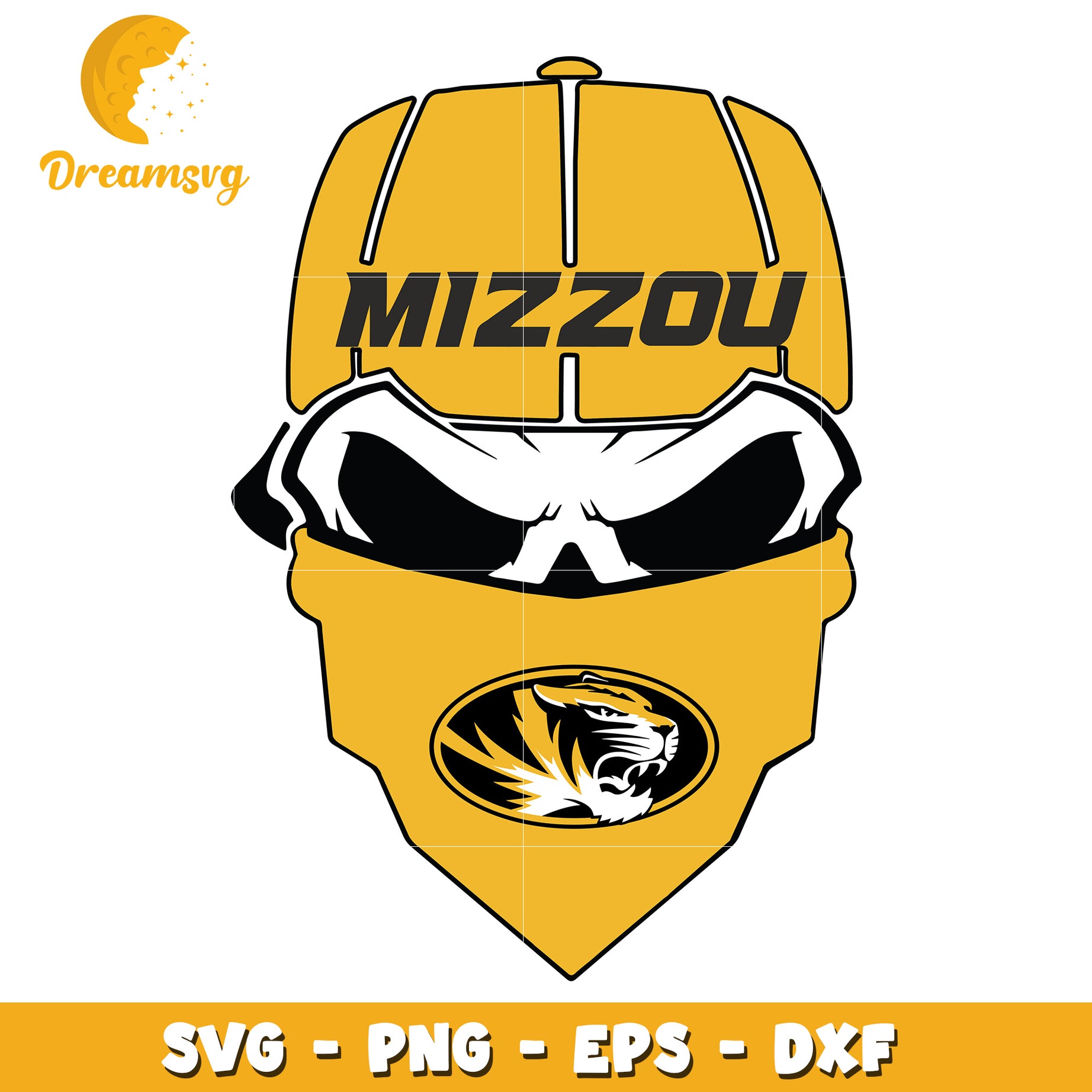 Mizzou Tiger Skull SVG PNG EPS DXF