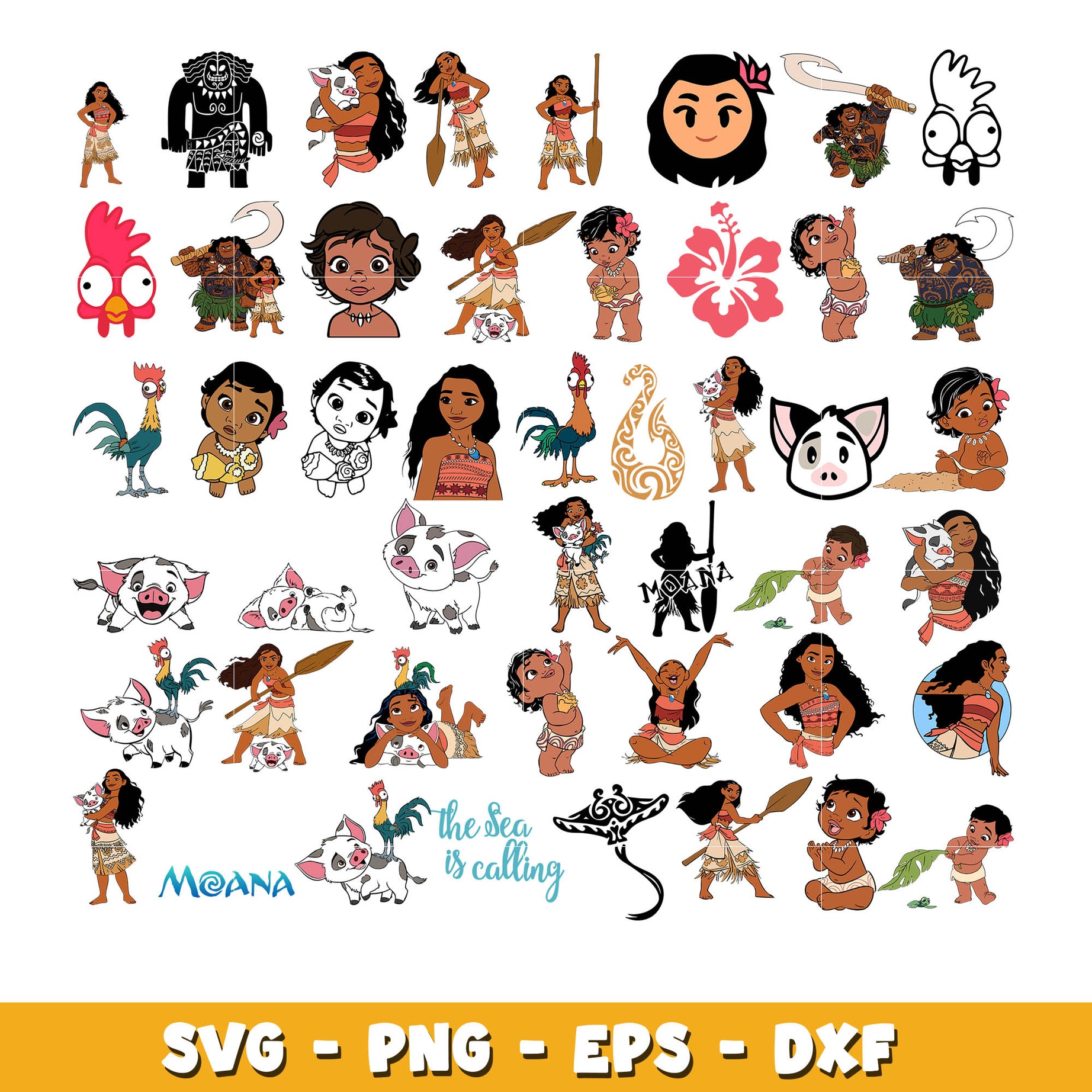 Moana Sticker bundle svg,  Disney cartoon svg, Digital download