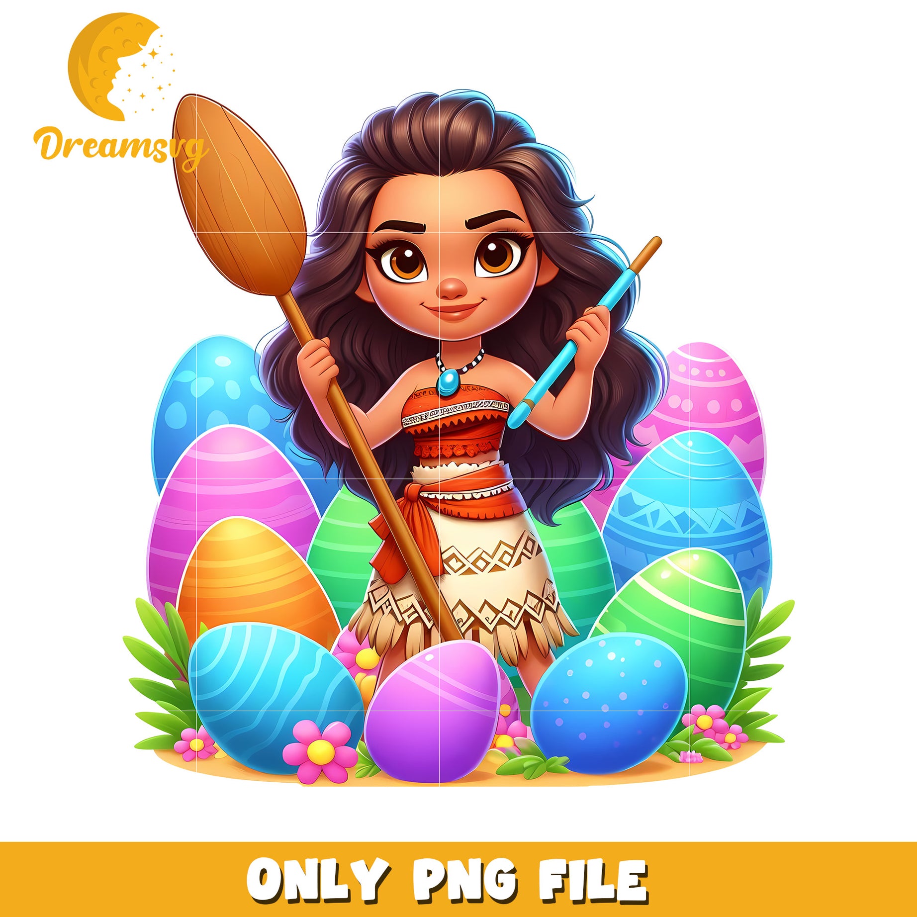 Moana and easter eggs png, easter eggs png, disney princess png