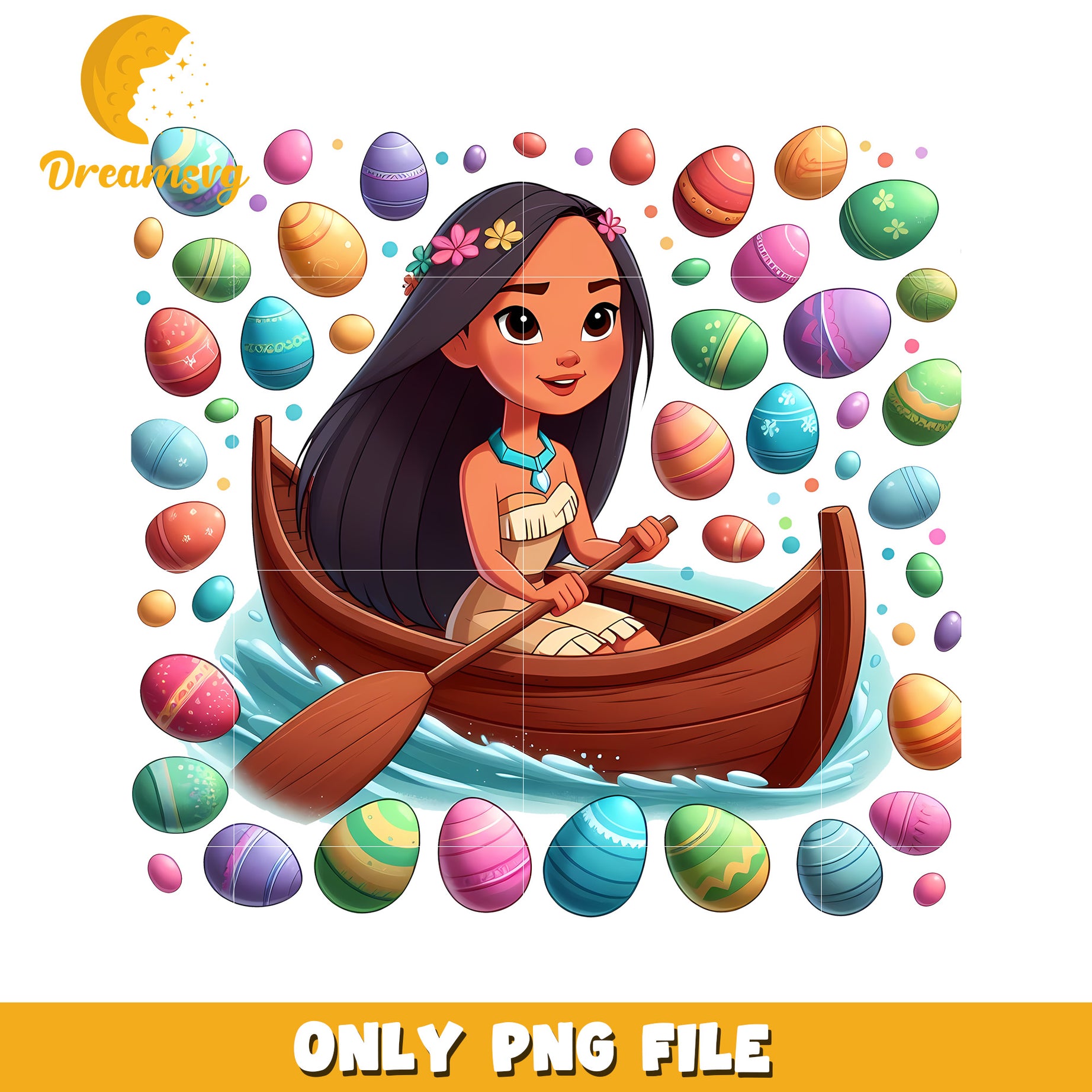 Moana easter eggs deesign png, disney princess png, easter day png