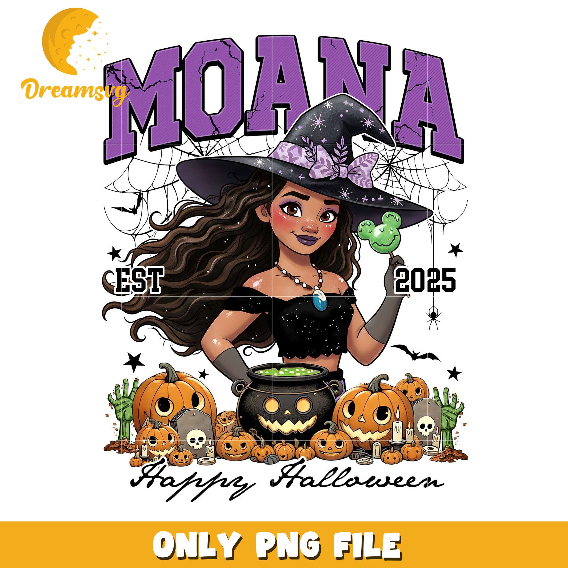 Moana halloween png, halloween ​​candy png, disney princess png