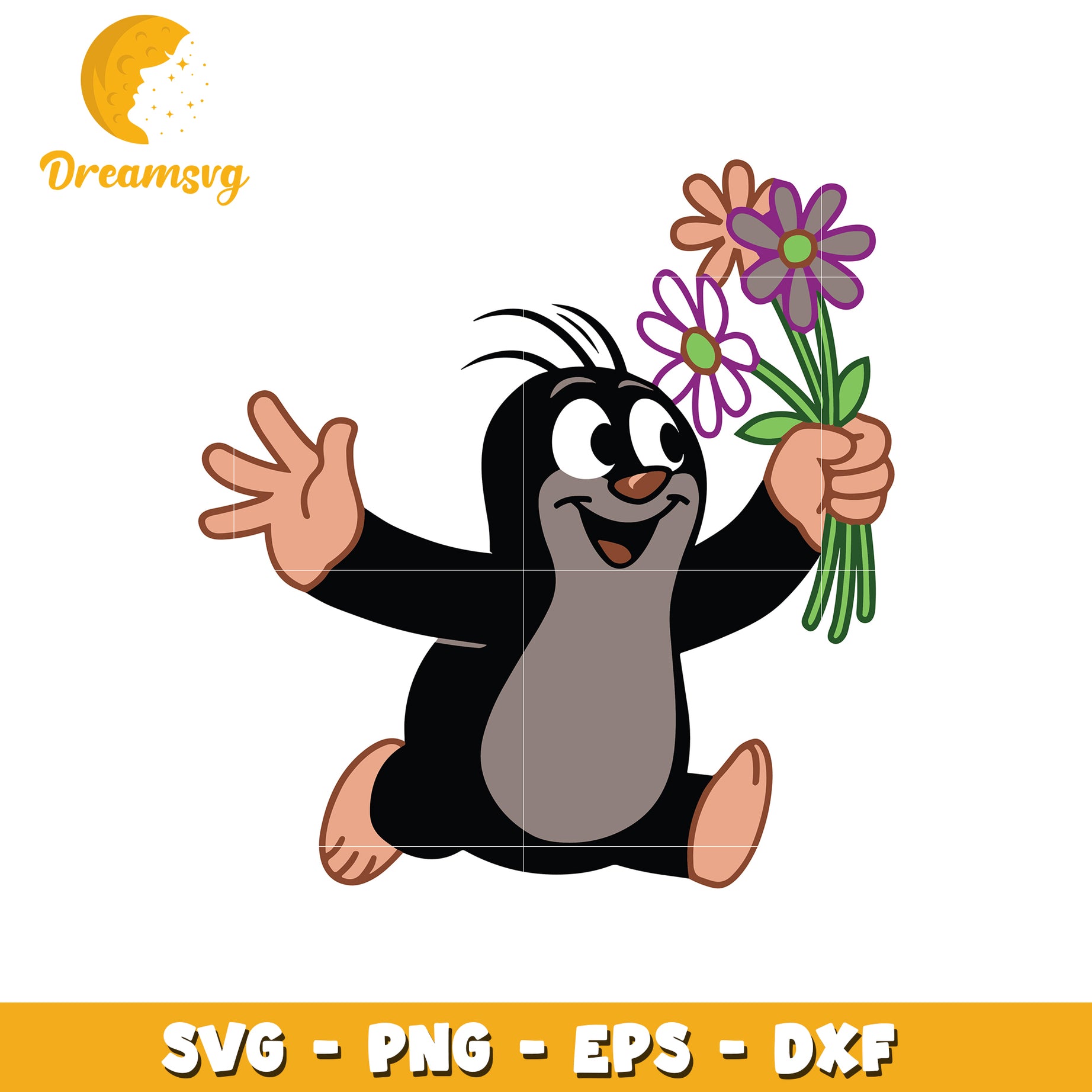 Mole with Flowers SVG PNG EPS DXF