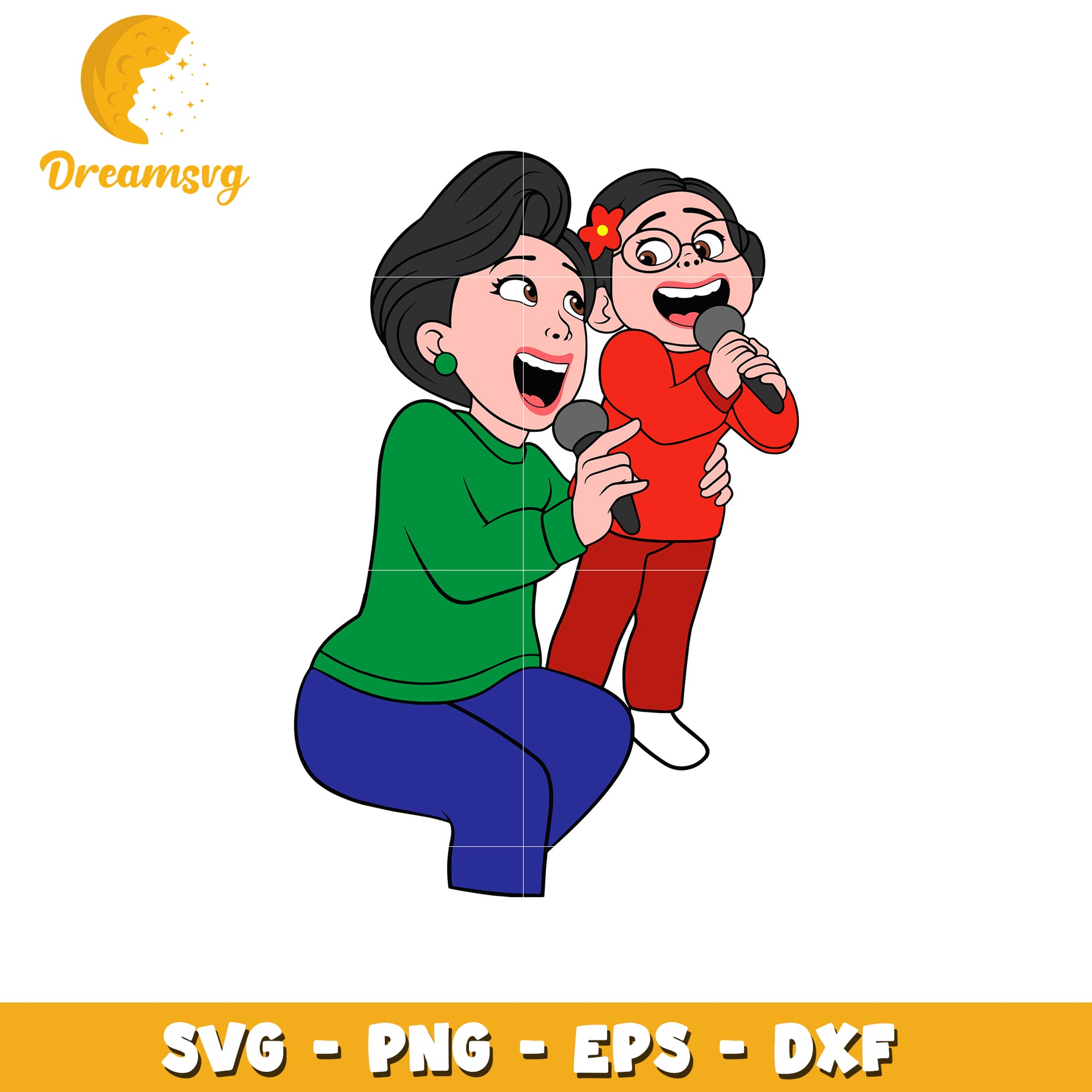 Mom Daughter Singing SVG Cut File