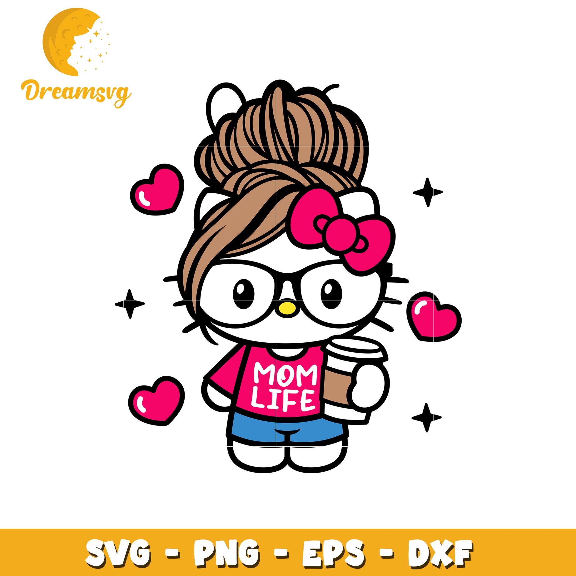 Mom Life Hello Kitty SVG Cut File