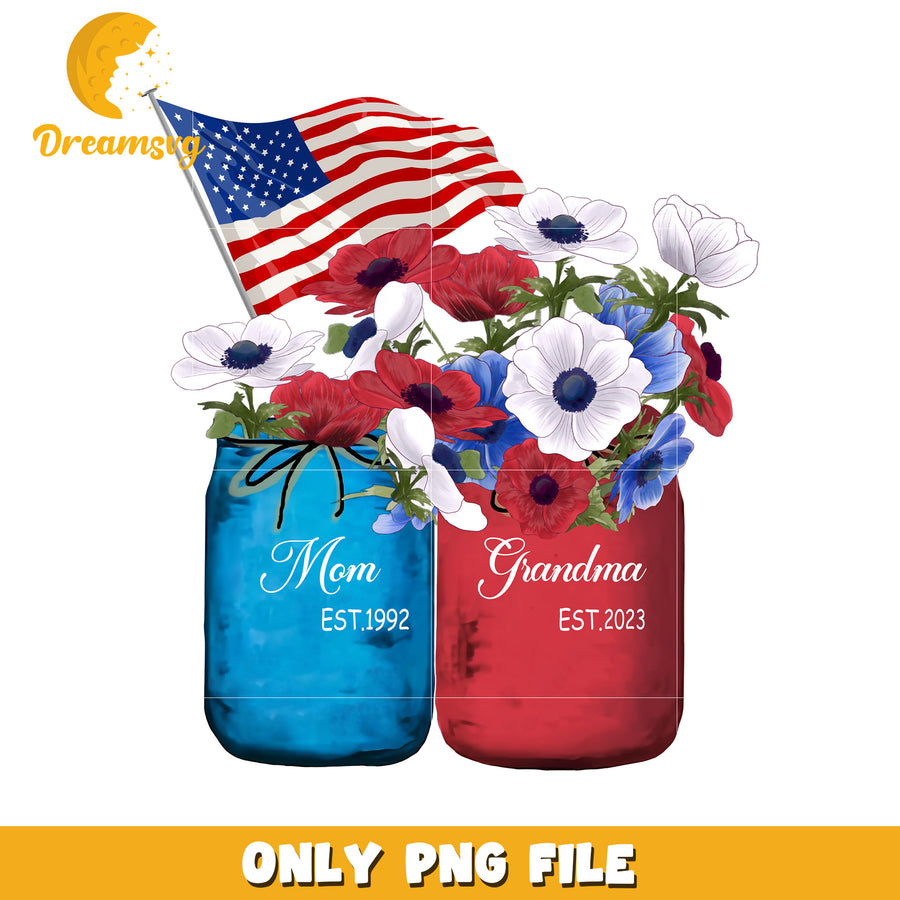 Mom and grandma usa png, patriotic family png, american mom png