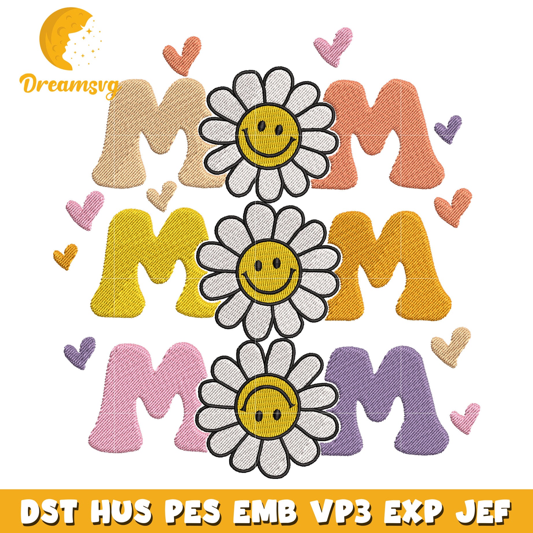 Mom flower embroidery design