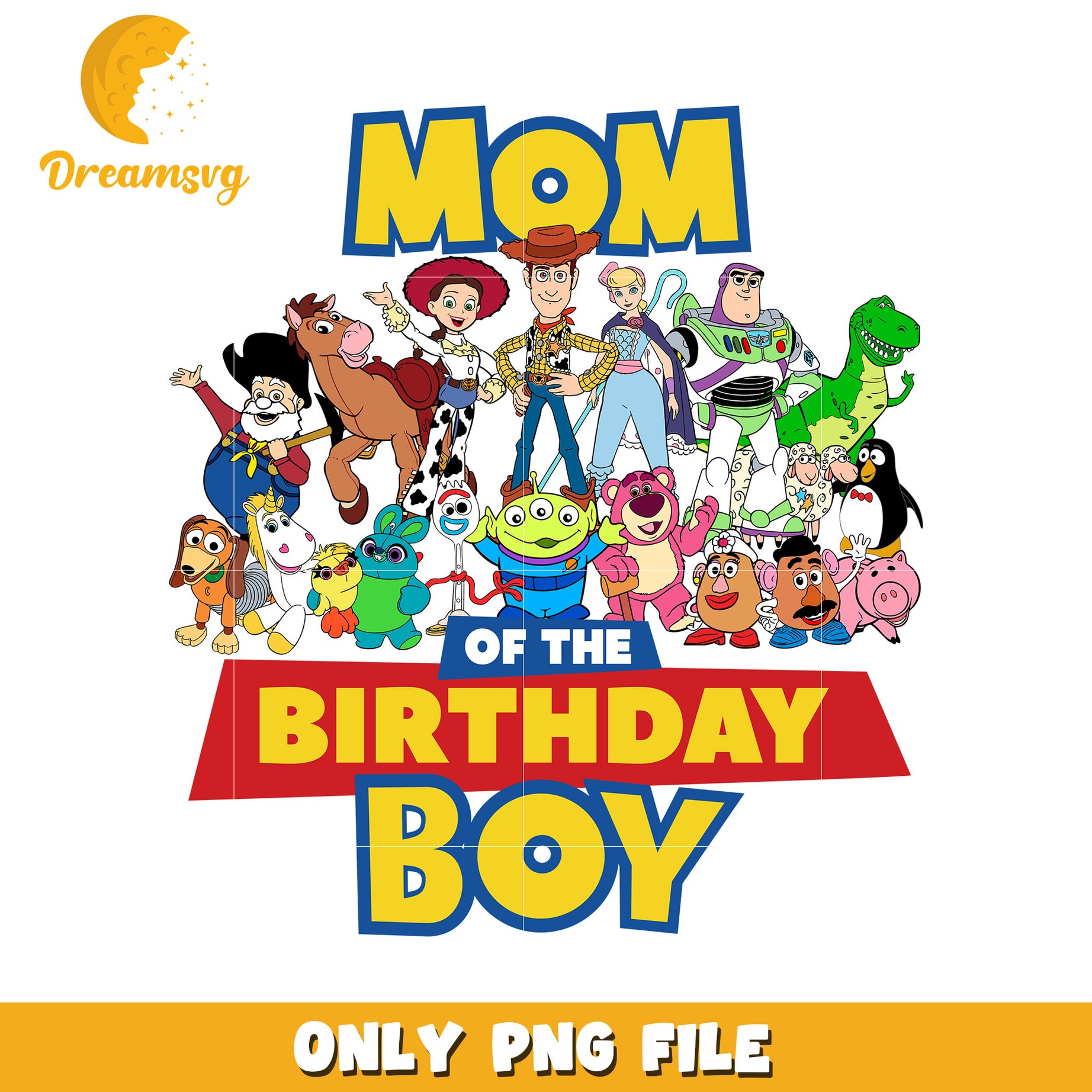 Mom of the Birthday Boy PNG Design with Cartoon Characters
