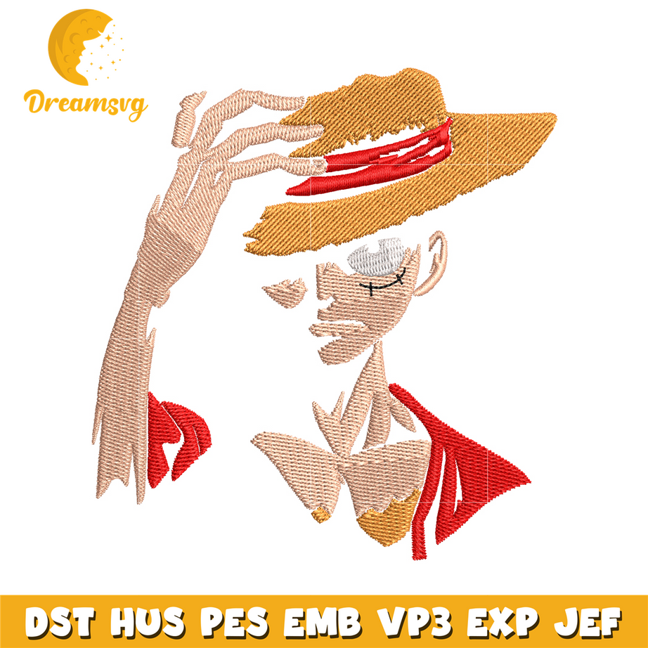 Monkey D. Luffy embroidery design