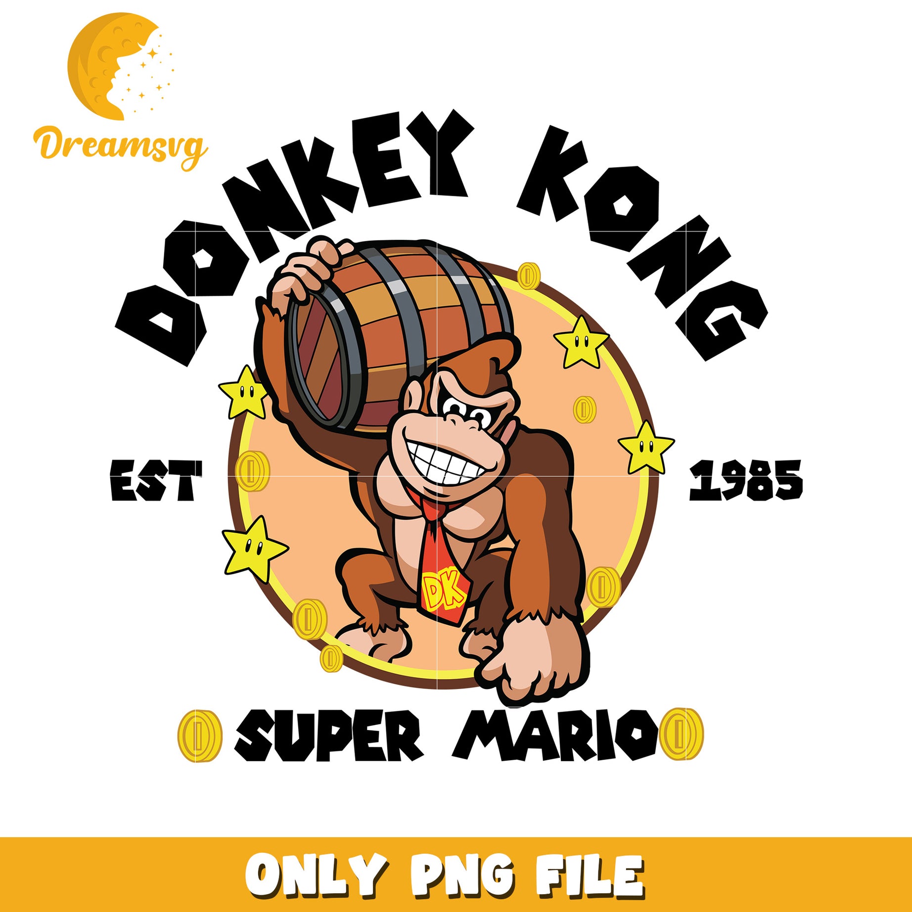 Monkey kong super mario est 1985 png, super mario characters png, vintage mario design png