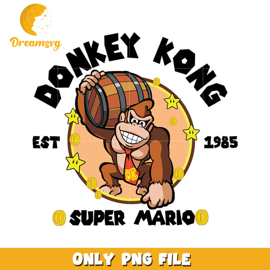 Monkey kong super mario est 1985 png, super mario characters png, vintage mario design png