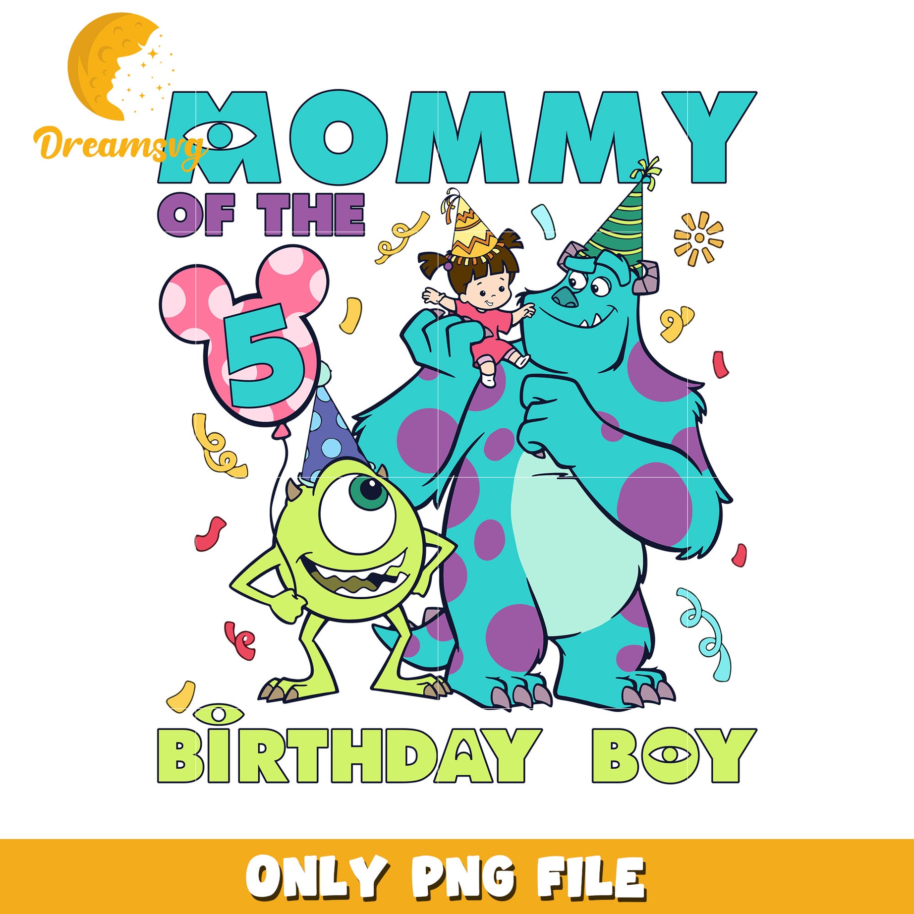 Monster Inc 5th Birthday PNG
