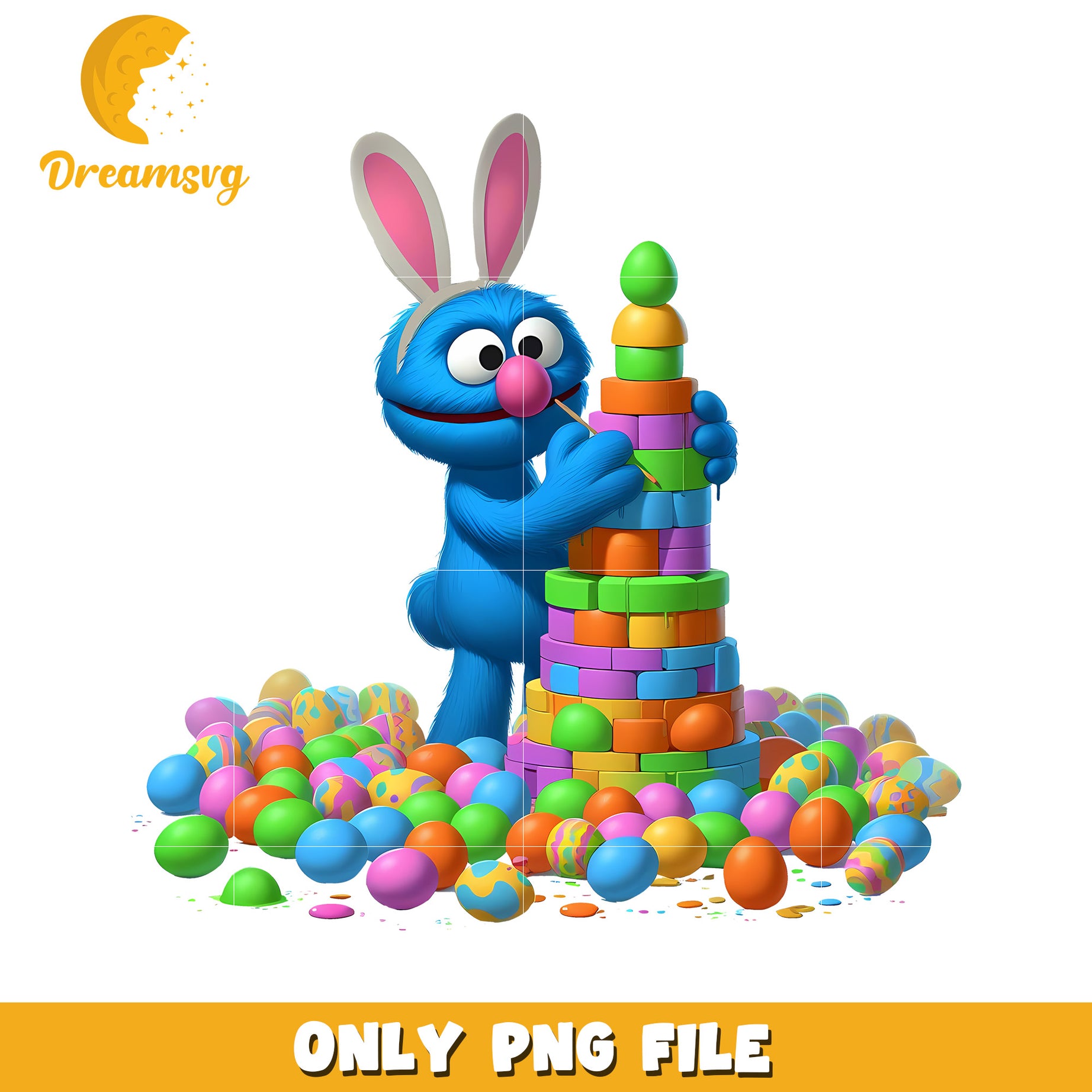 Monster cookie bunny easter eggs png, easter eggs png, sesame street png