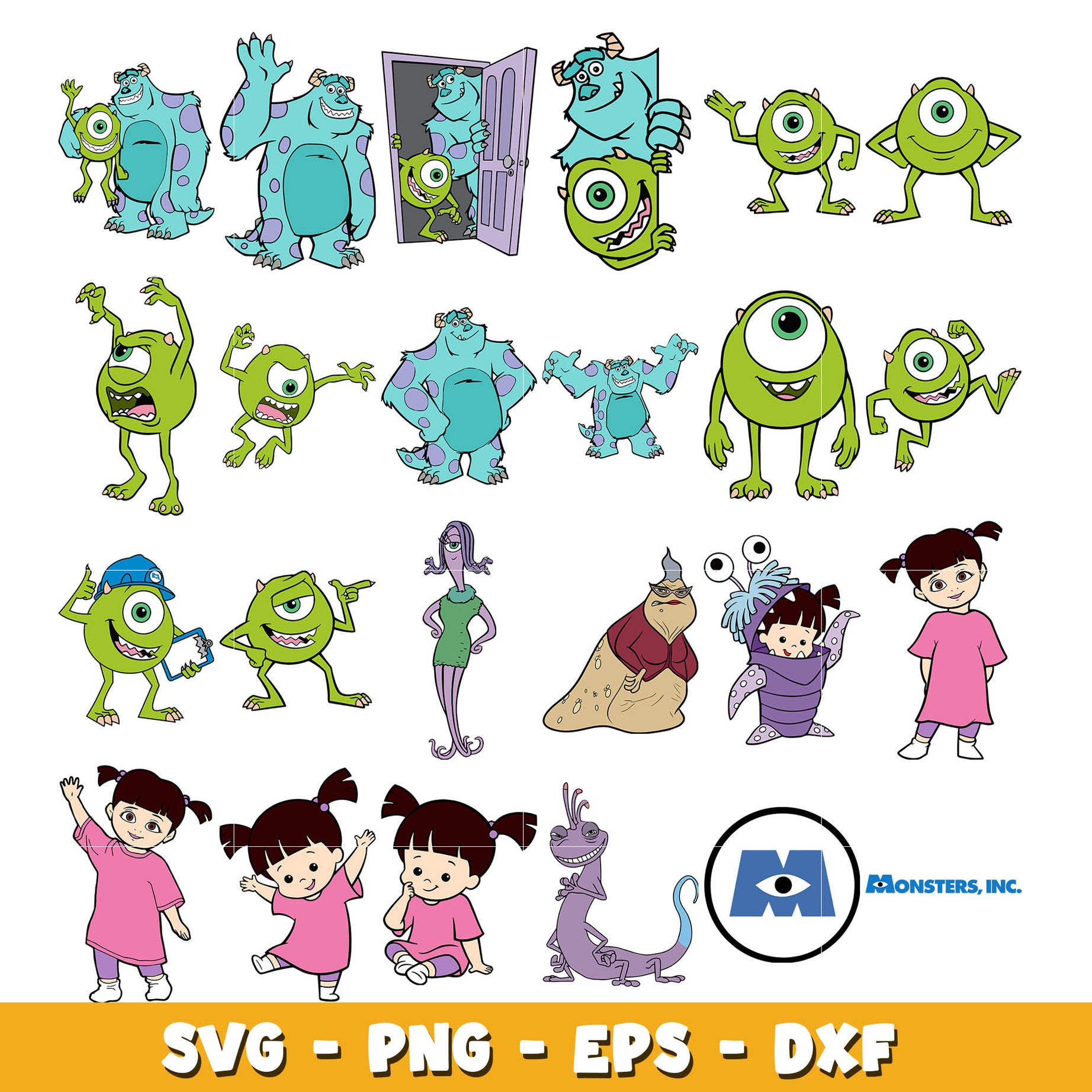 monsters inc characters png Baby Monster Inc Characters bundle svg, Disney cartoon svg, Digital do – DreamSVG Store