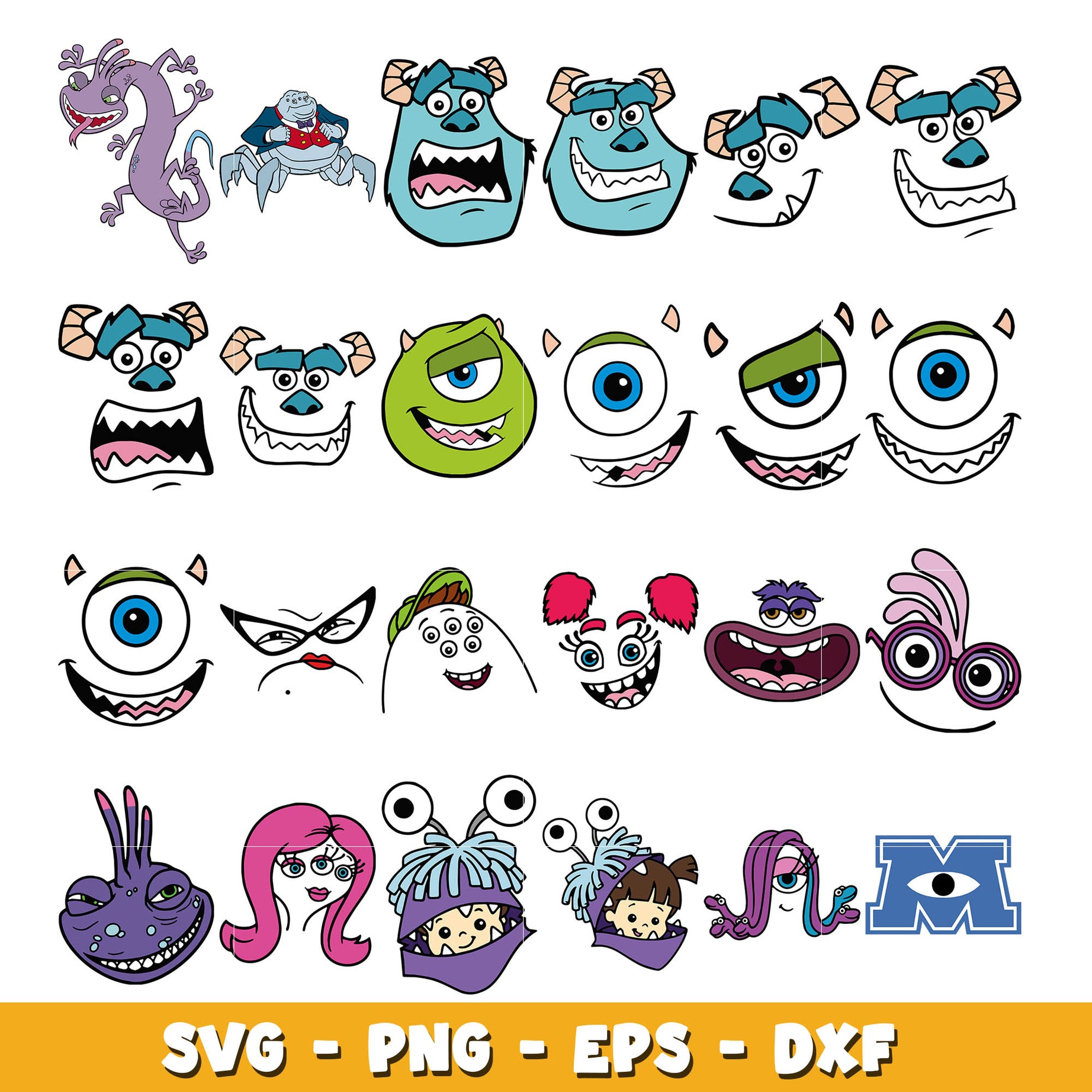 monsters inc m logo Monsters Inc bundle svg, Disney cartoon svg, Digital download – DreamSVG Store