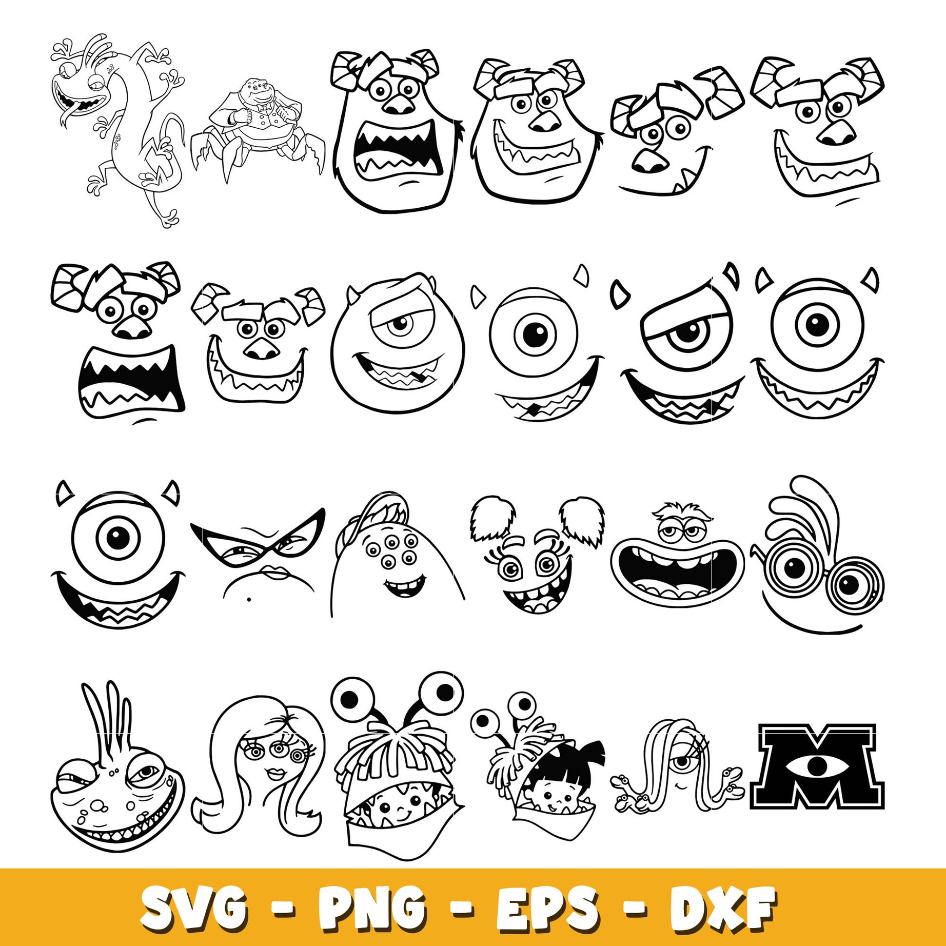 monsters inc coloring Monsters Inc coloring bundle svg, Disney cartoon svg, Digital download – DreamSVG Store