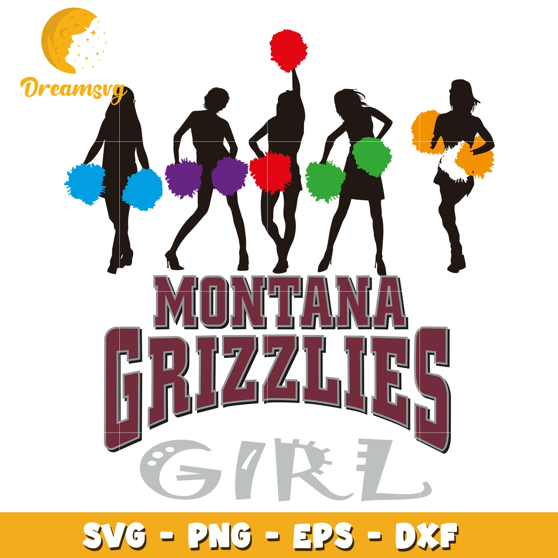 Montana Grizzlies Cheerleader SVG Girl Sporty Digital Design