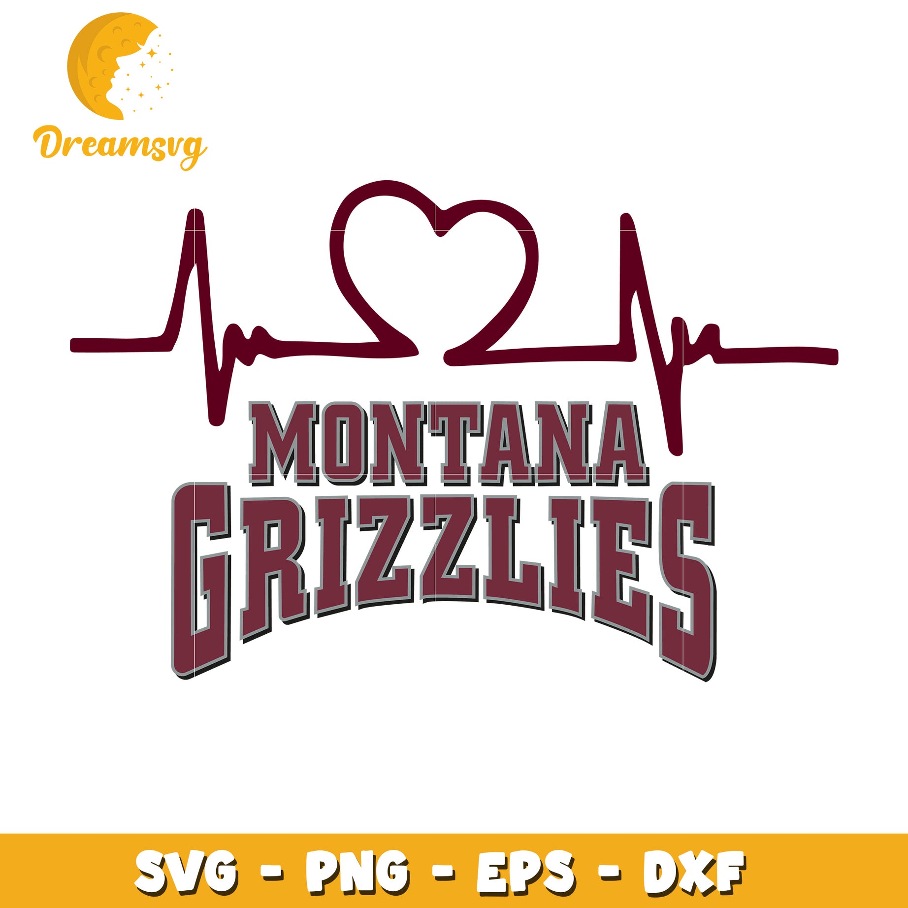 Montana Grizzlies Heartbeat SVG Cut File