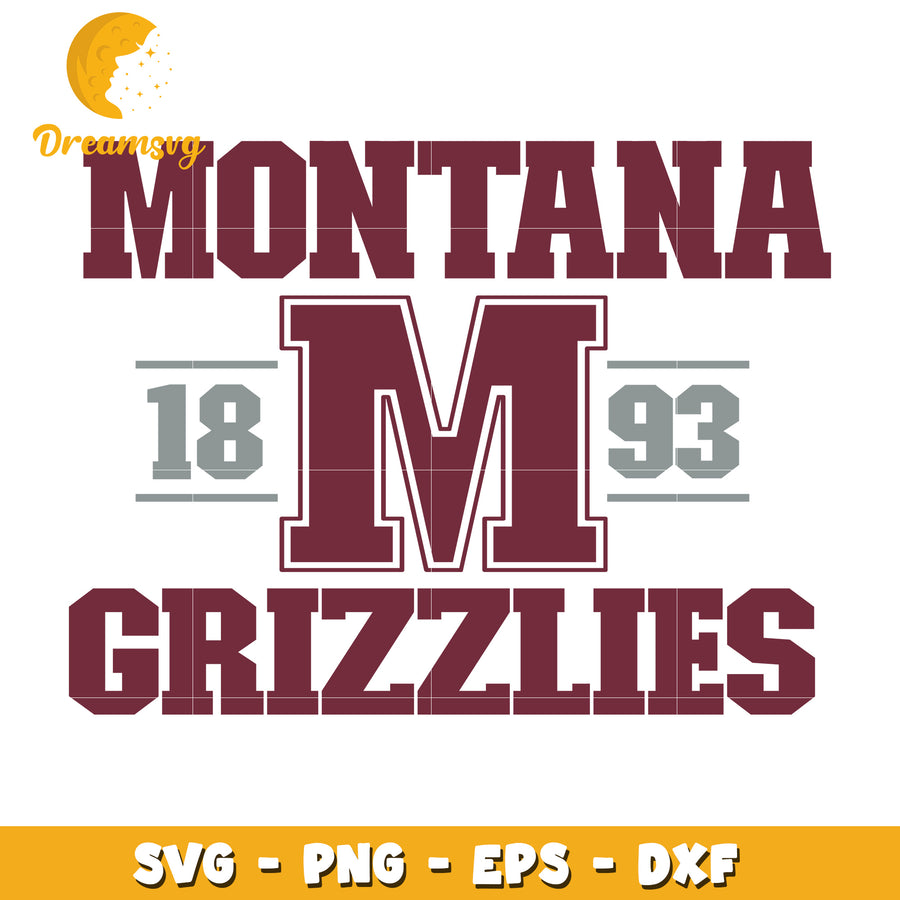 Montana Grizzlies SVG Design Retro Style College Colors 1893