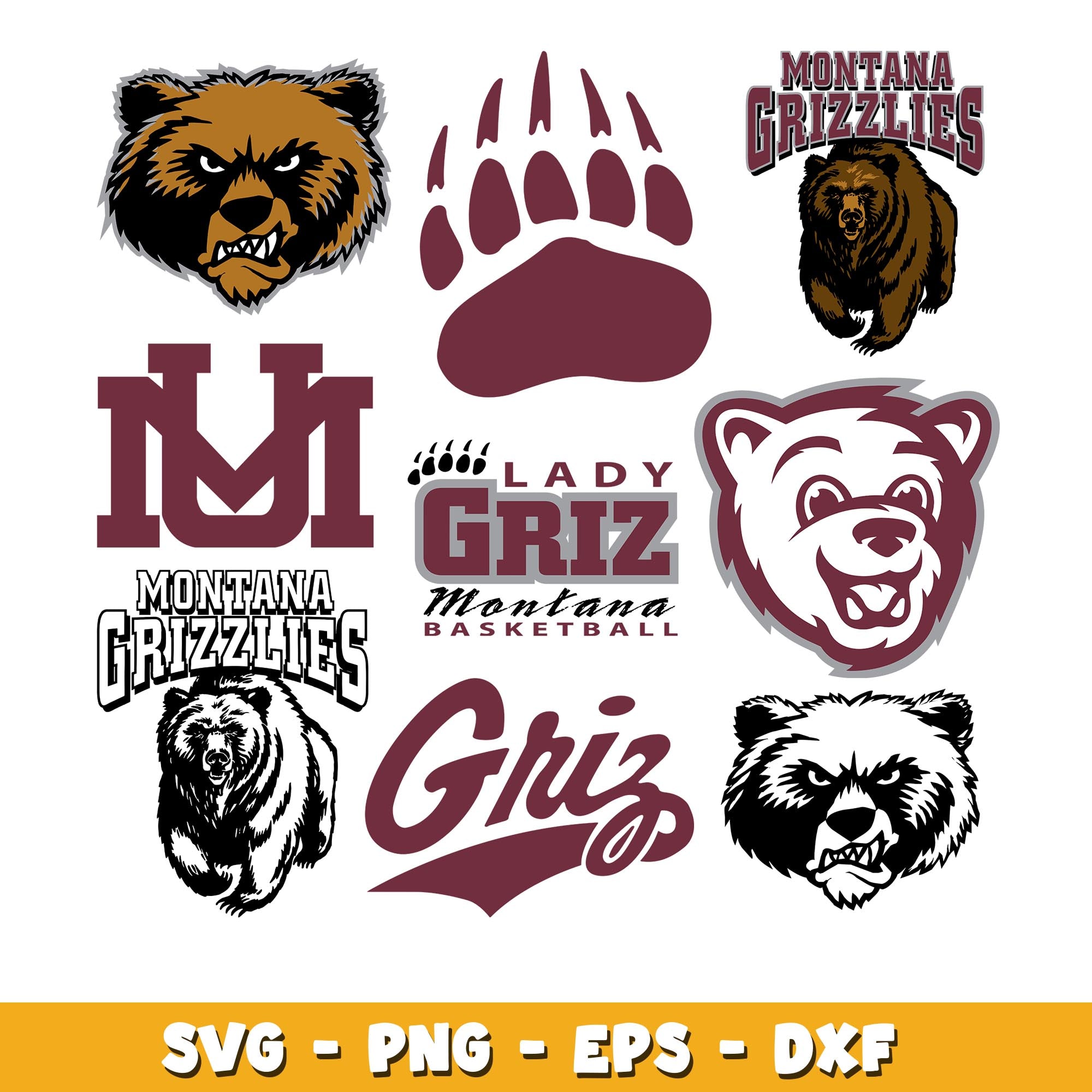 Montana Grizzlies logo Bears Bundle svg, Montana Grizzlies logo svg, n ...