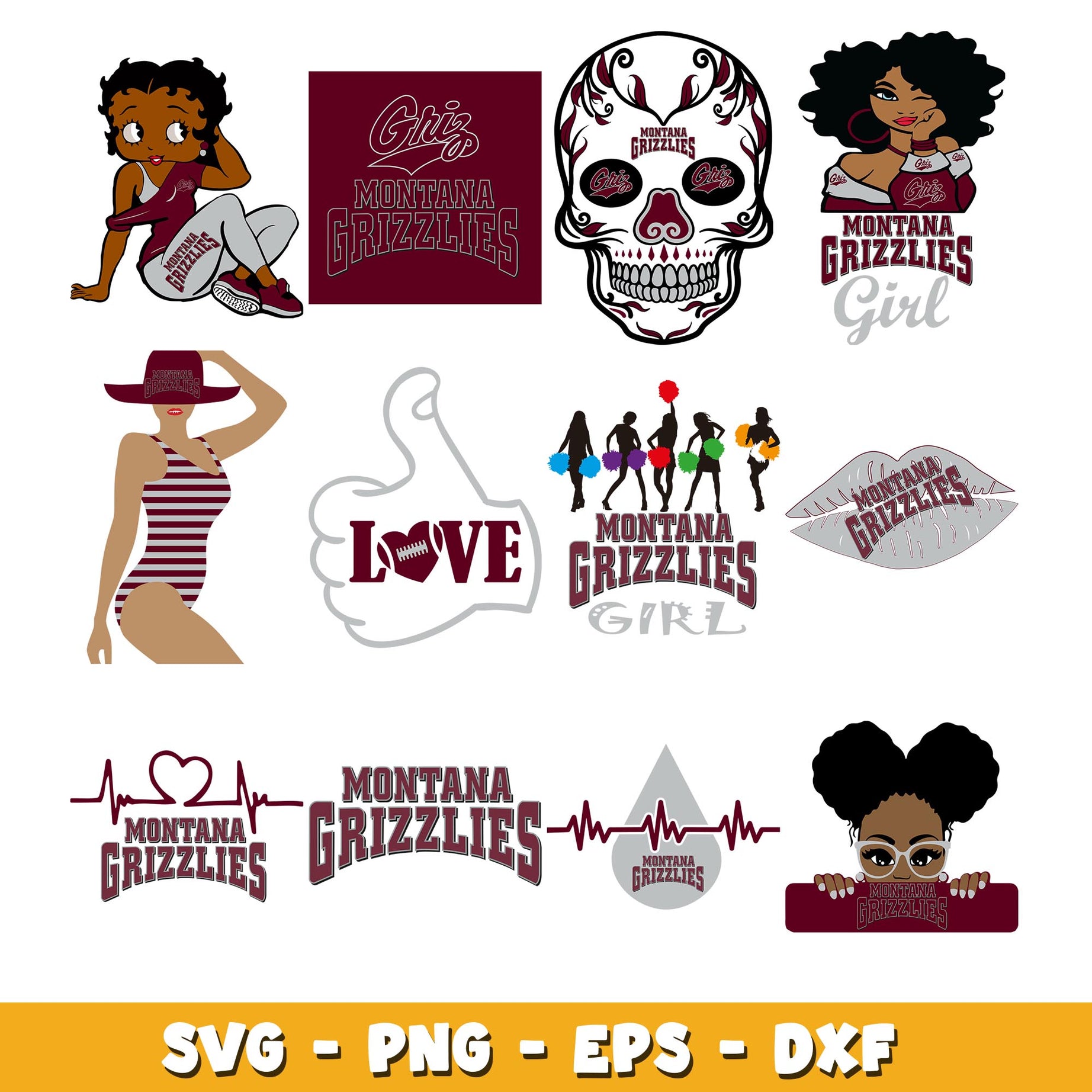 Montana Grizzlies girl Bundle svg,  Montana Grizzlies logo svg, ncaa svg  