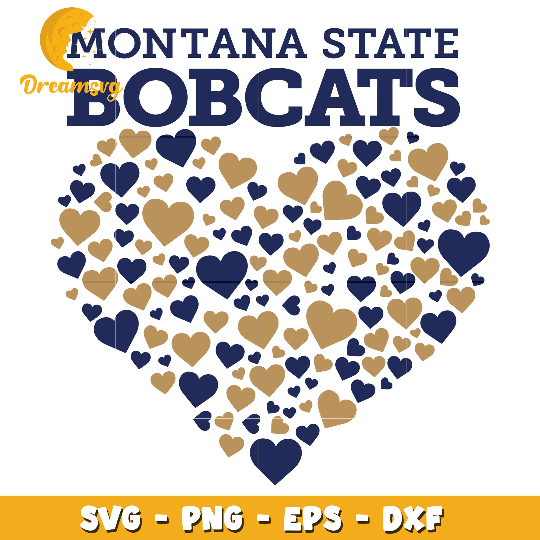 Montana State Bobcats Heart SVG