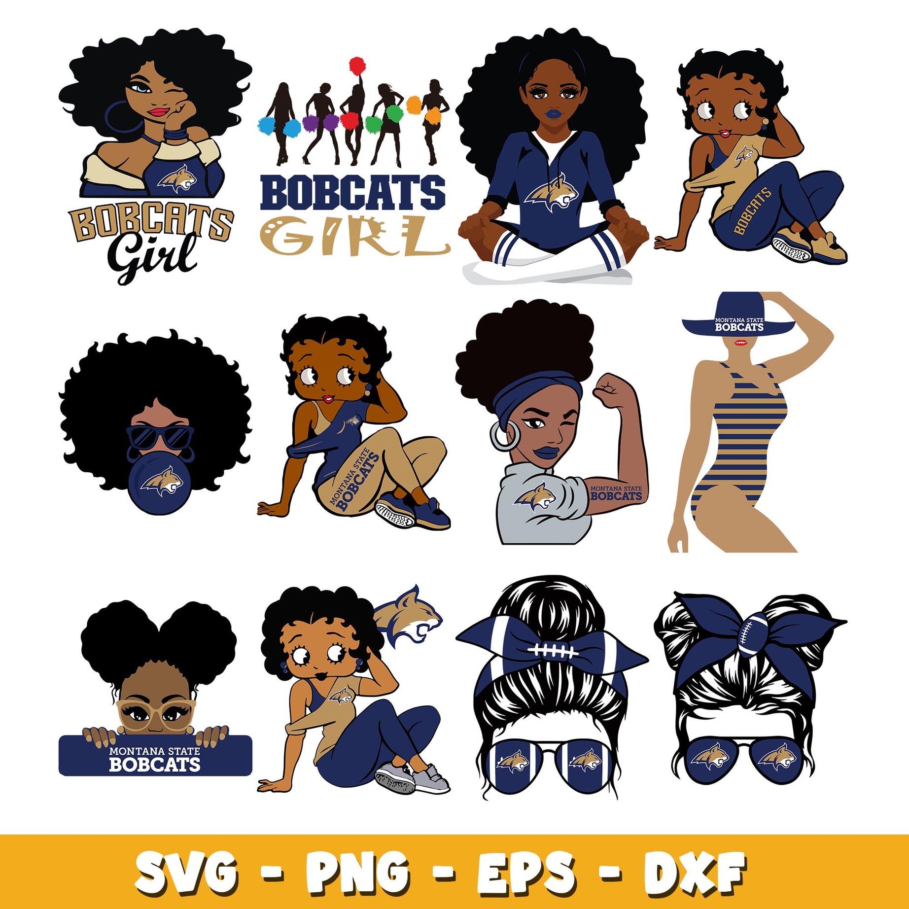 Montana state bobcats girl Bundle svg, Montana state bobcats logo svg, ncaa svg 