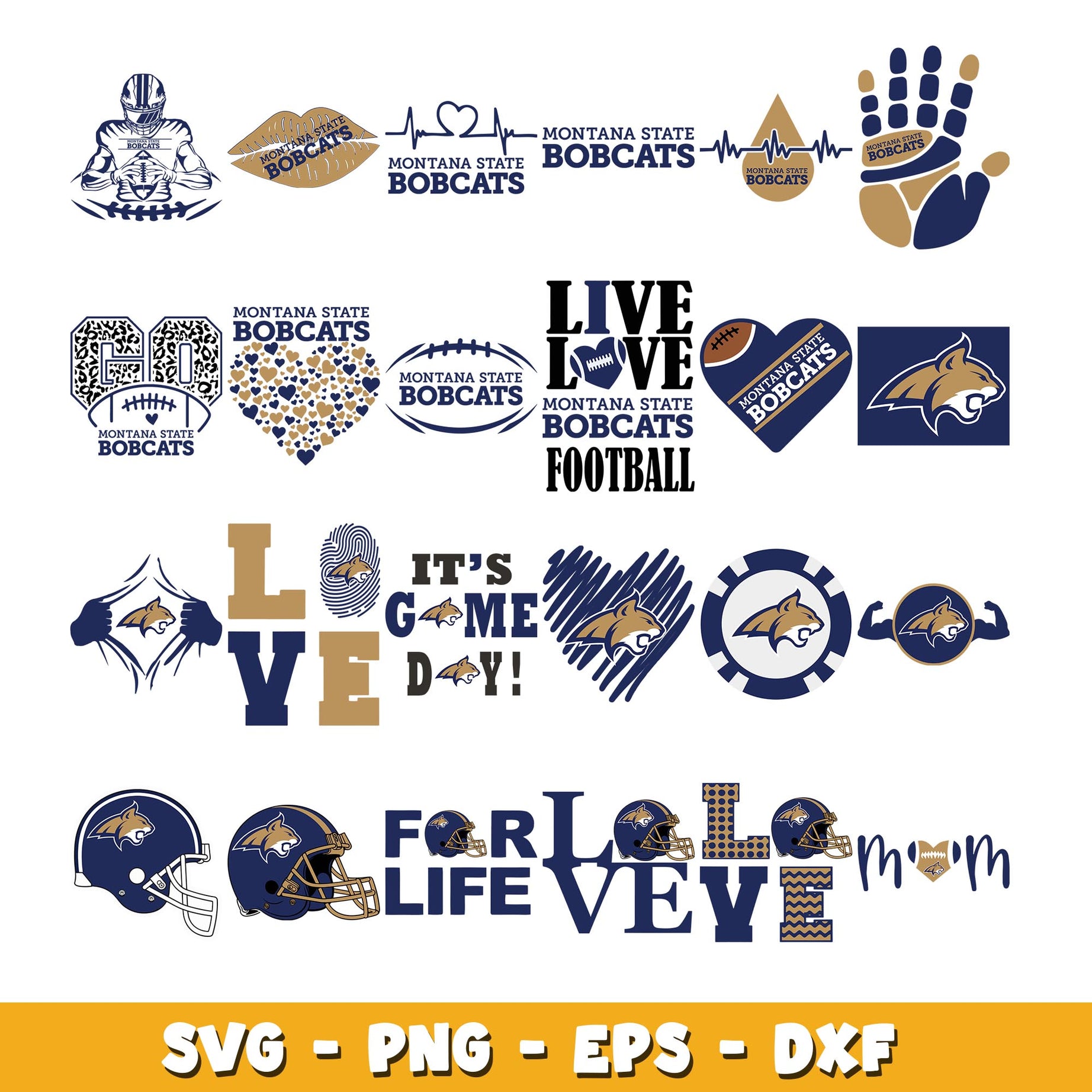 Montana state bobcats love Bundle svg, Montana state bobcats logo svg, ncaa svg  