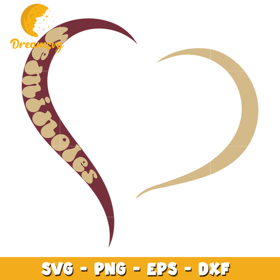 Moon Heart SVG Cut File PNG EPS DXF