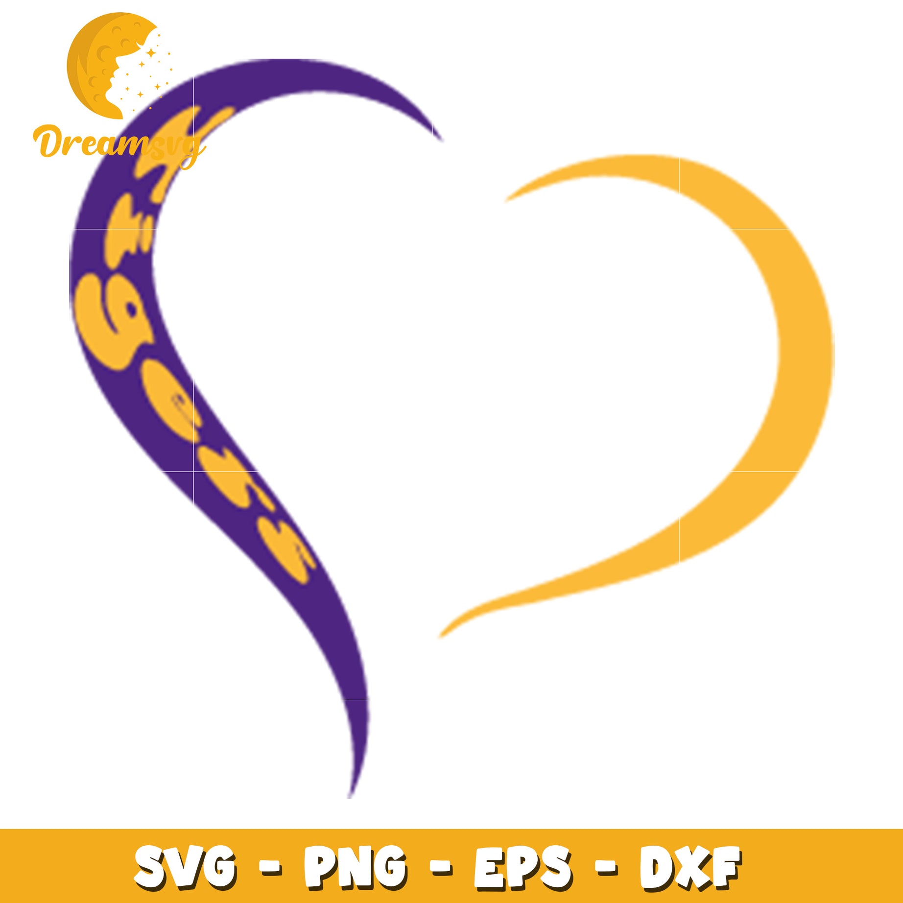 Moon Heart SVG PNG EPS DXF Files