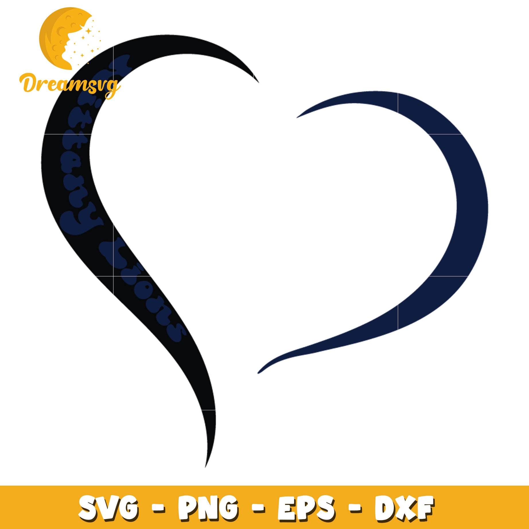 Moon Heart SVG PNG EPS DXF Files