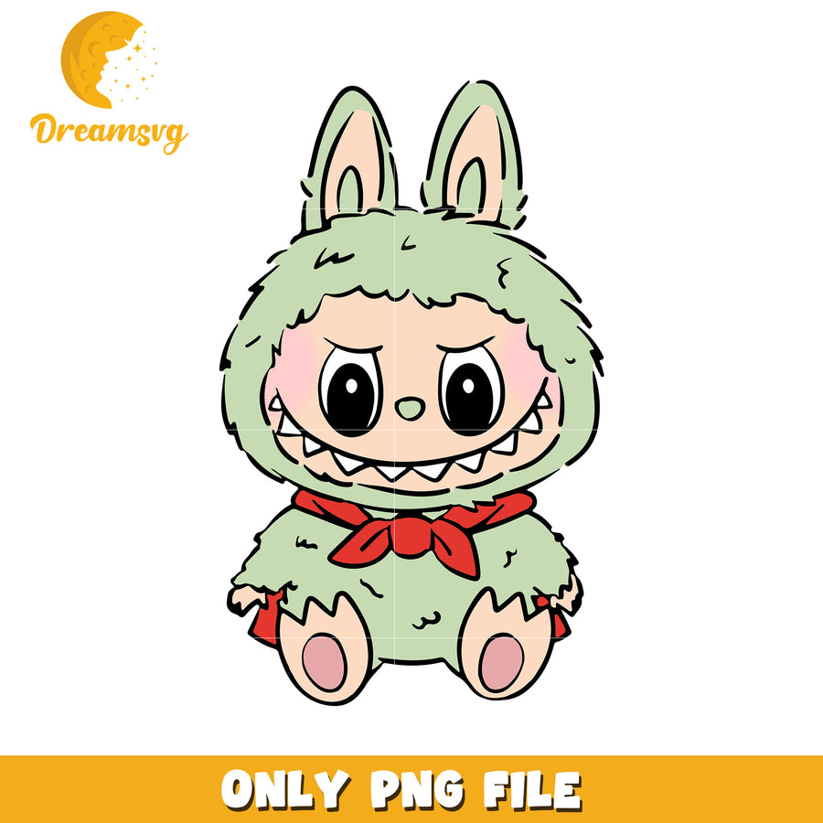 Moss green labubu png, cute labubu​ png, labubu cartoon​ png